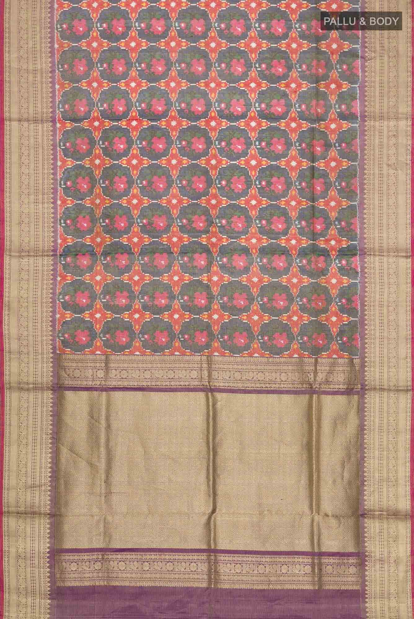 Blue Rajkot Patola Silk Saree - Image 4