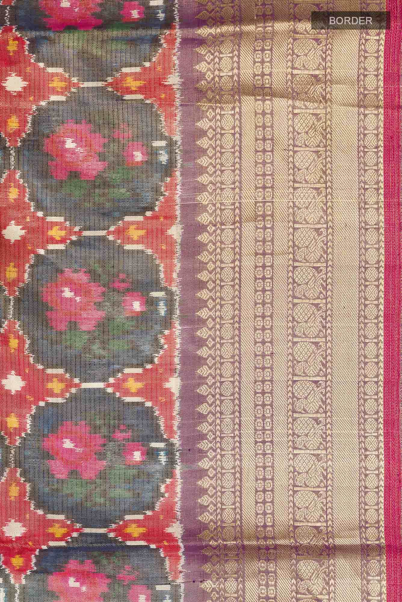 Blue Rajkot Patola Silk Saree - Image 6