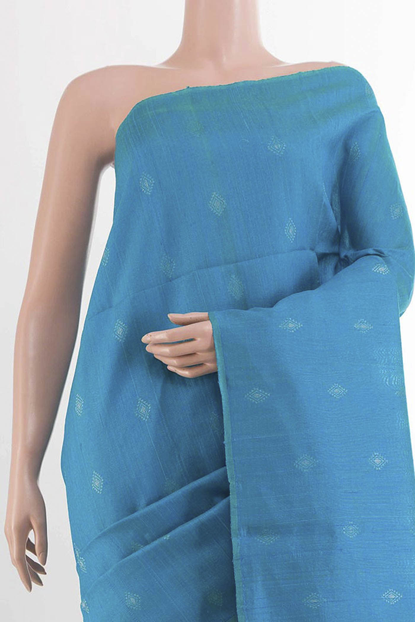 Blue Raw Silk Saree - Image 2