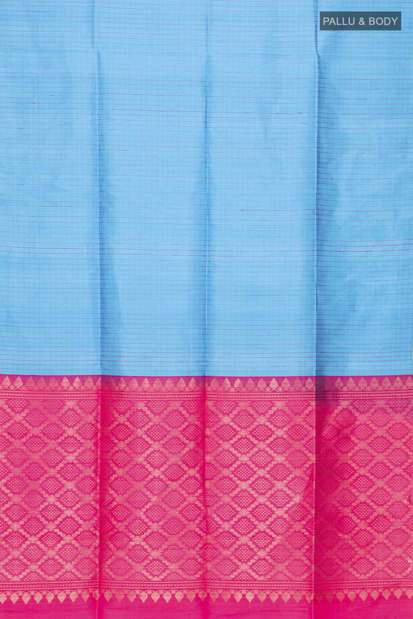 Blue Raw Silk Saree - Image 5