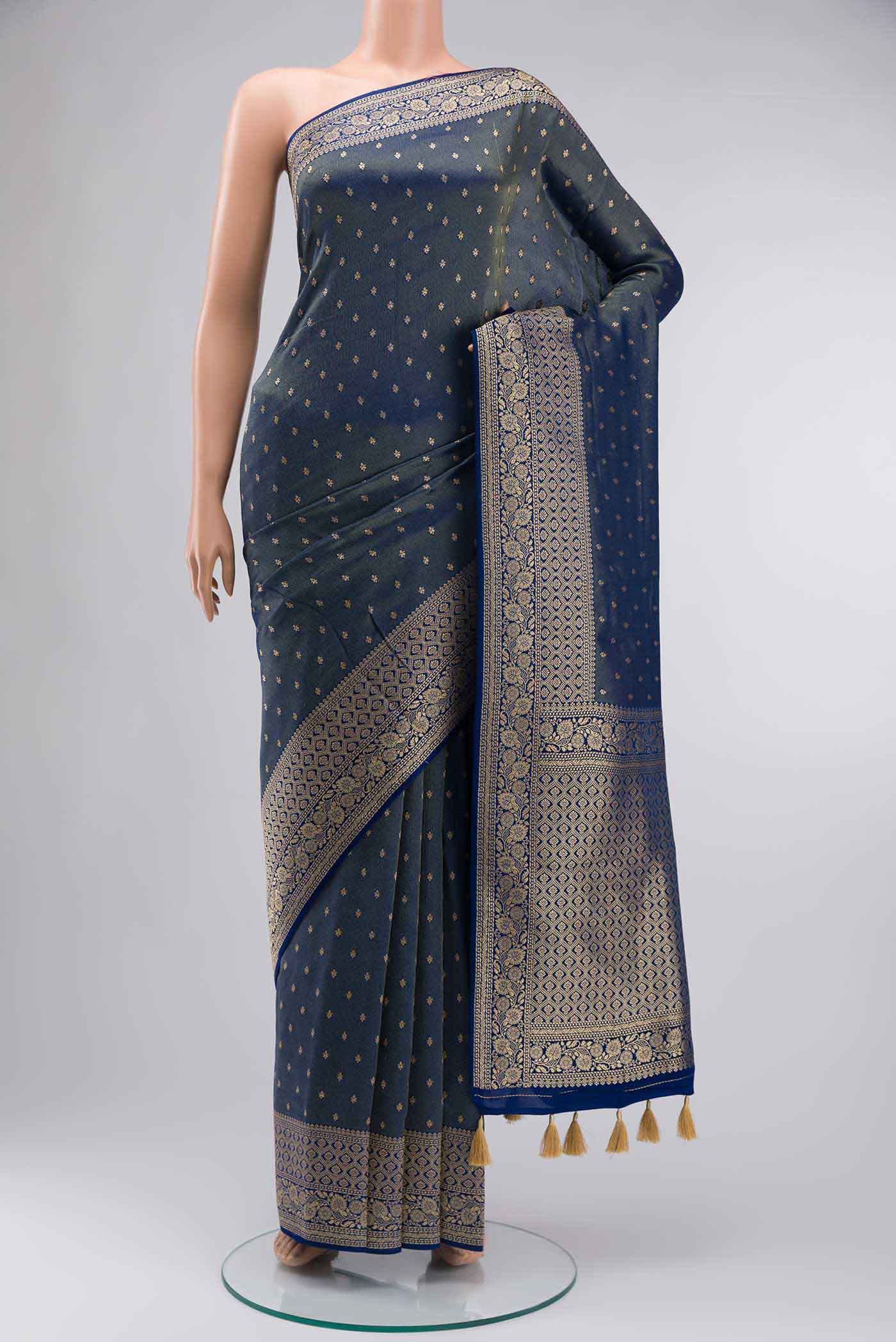 Blue Satin Silk Saree