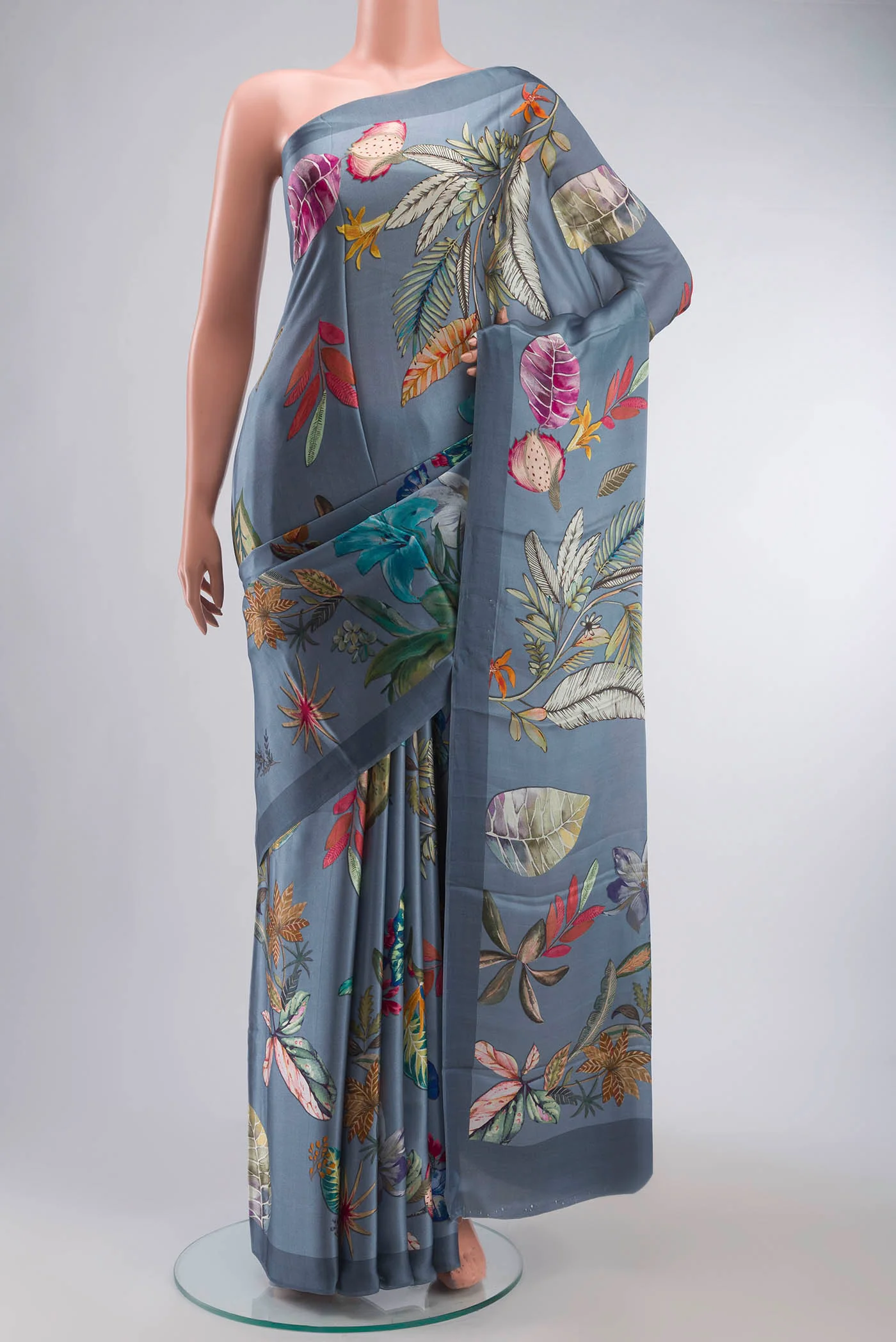 Blue Satin Silk Saree