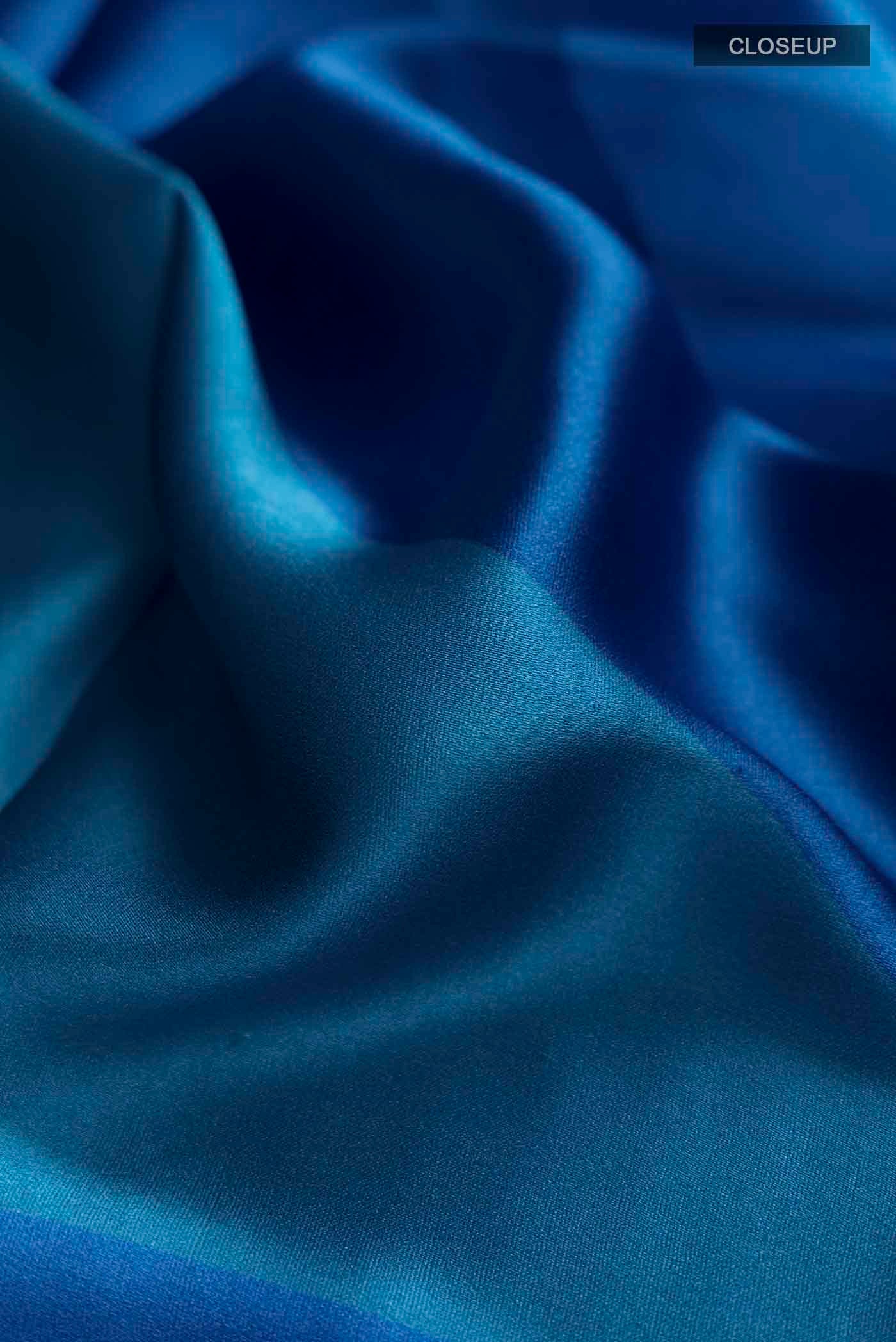 Blue Satin Silk Saree - Image 2