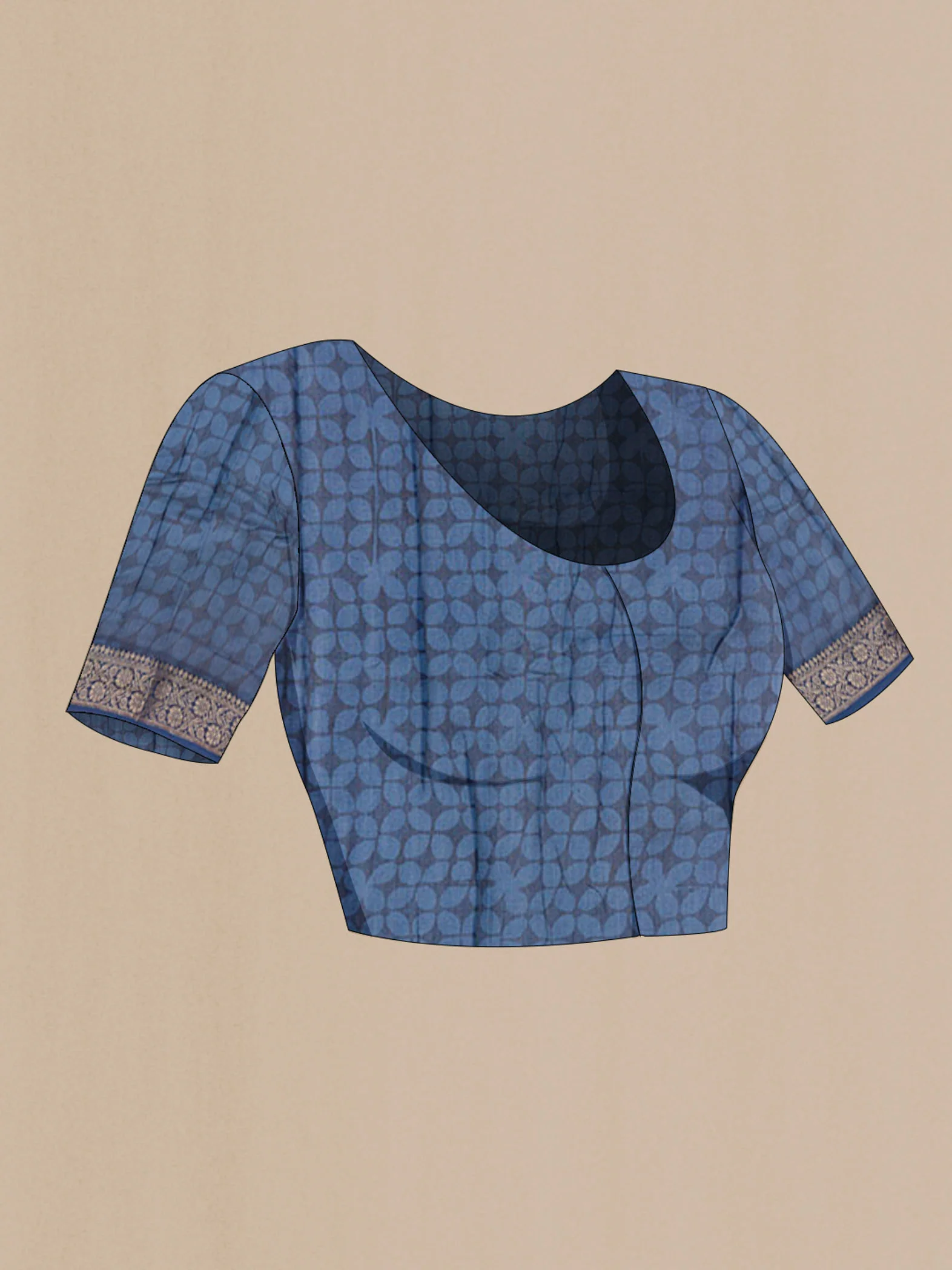 Blue Silk Cotton Saree - Image 2