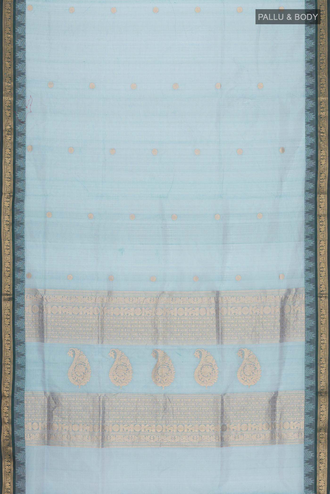 Blue Silk Cotton Saree - Image 5