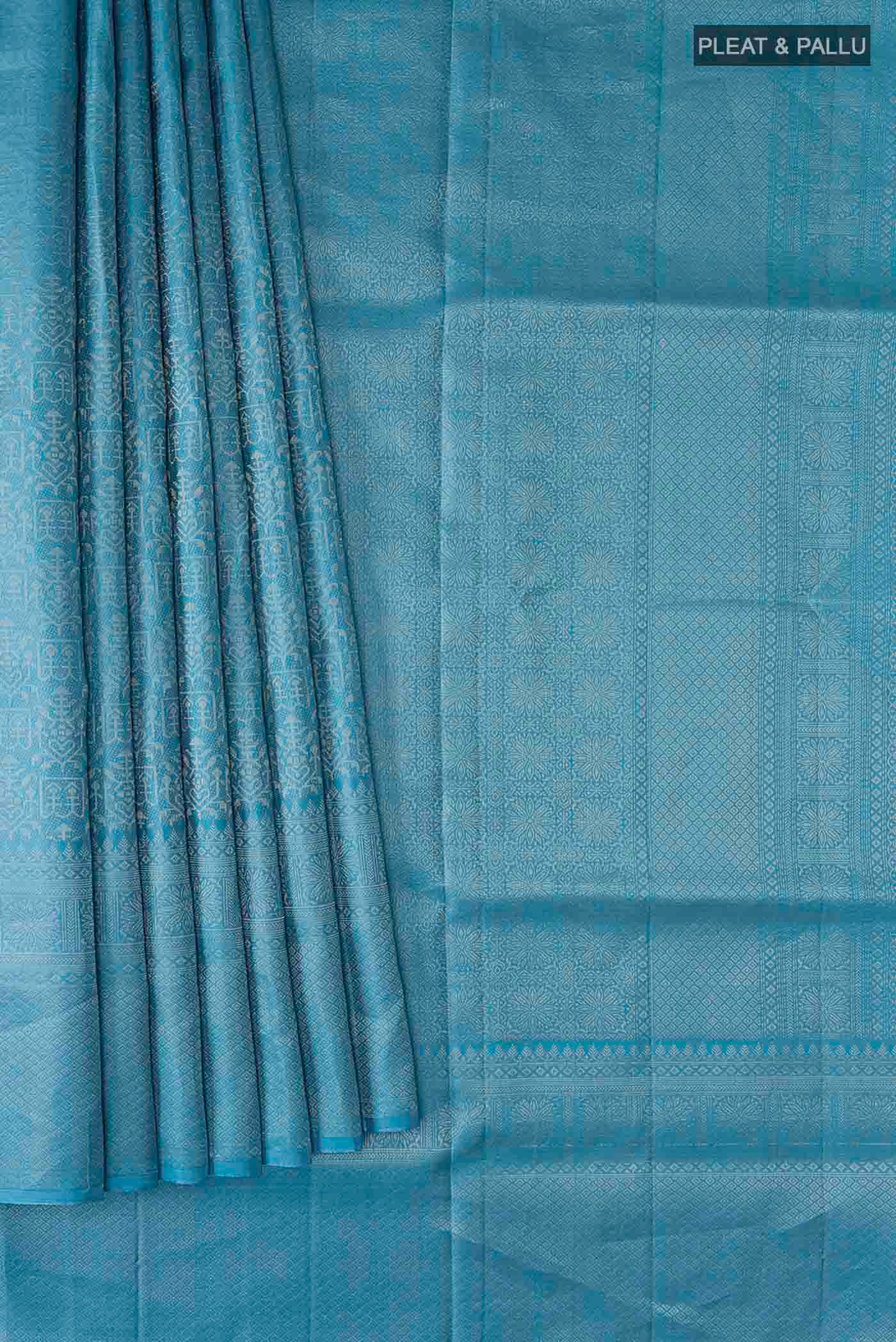Blue Soft Silk Saree - Image 4