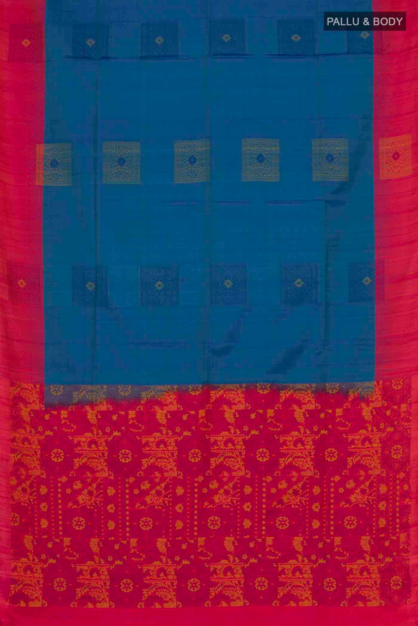 Blue Soft Silk Saree - Image 3