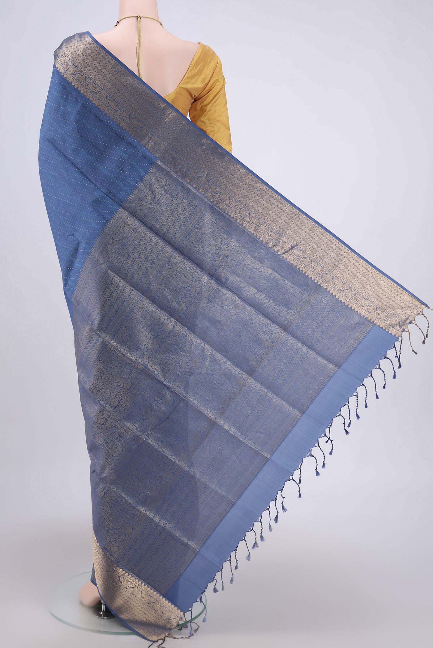 Blue Soft Silk Saree - Image 3