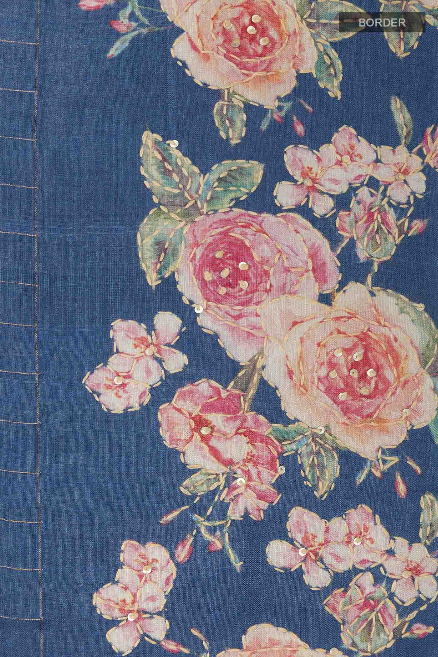 Blue Tussar Saree - Image 3