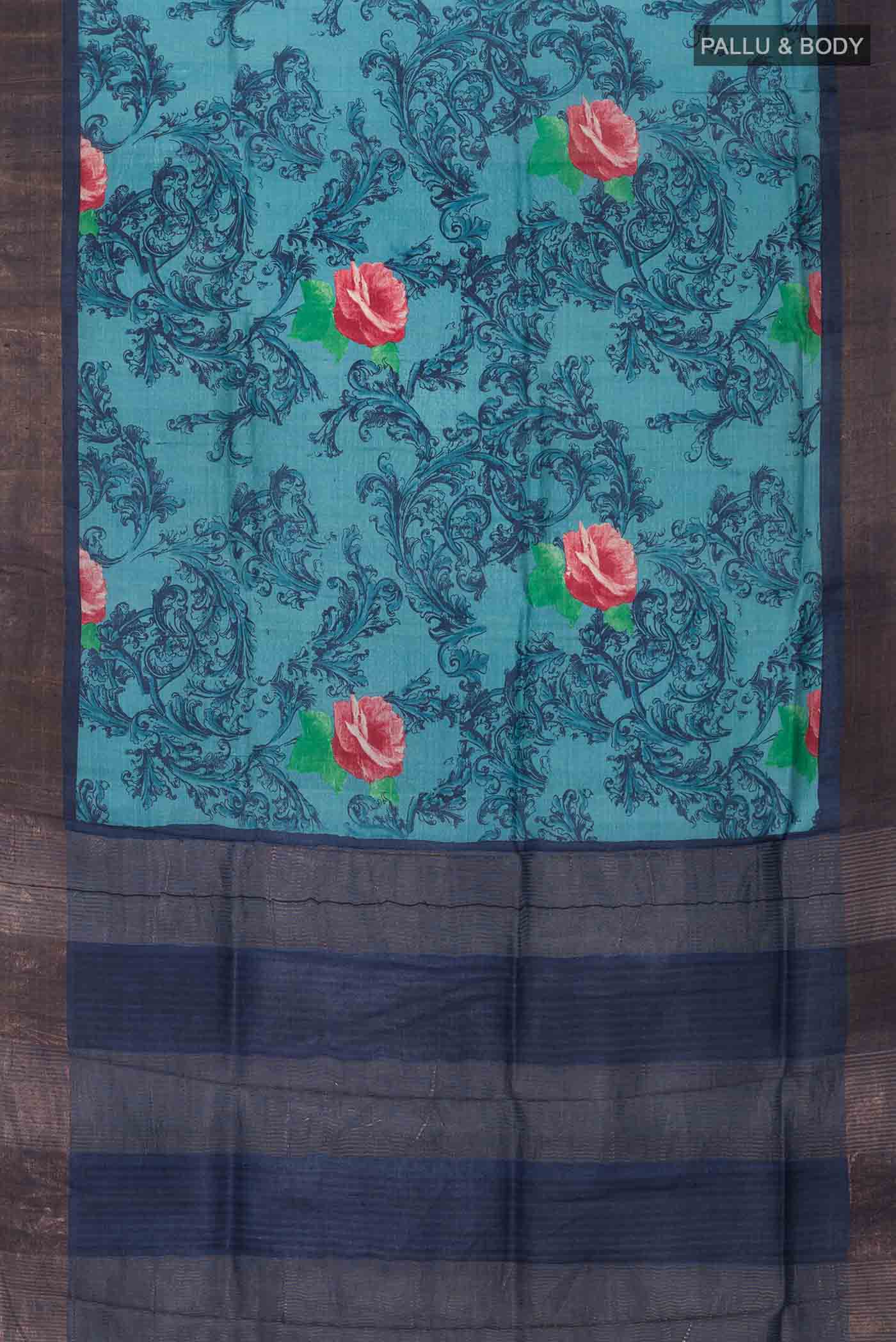 Blue Tussar Saree - Image 5