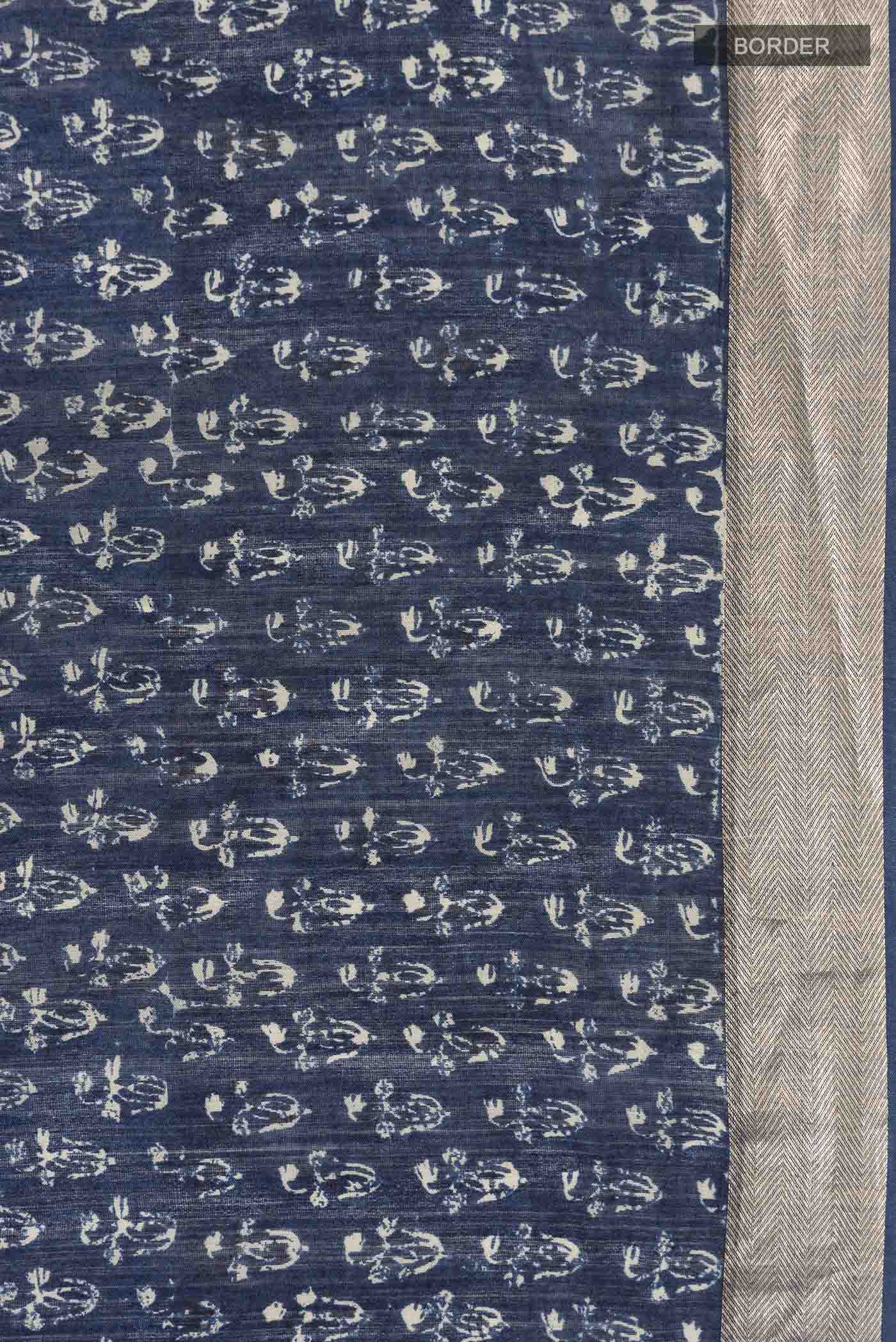 Blue Tussar Silk Saree - Image 3
