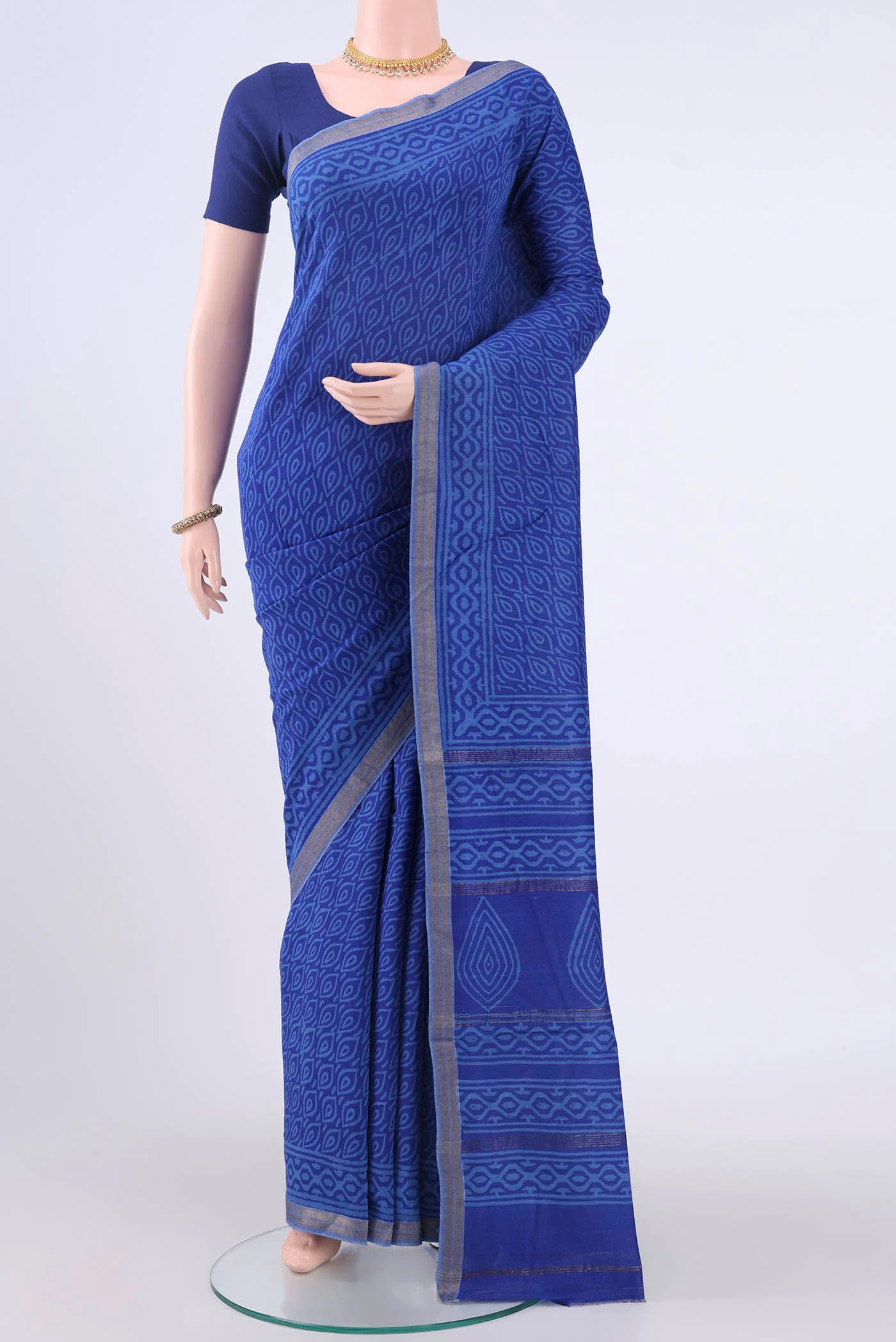 Blue Tussar Silk Saree