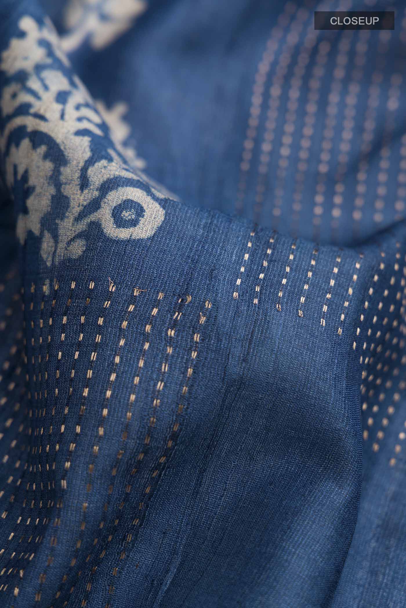 Blue Tussar Silk Saree - Image 2