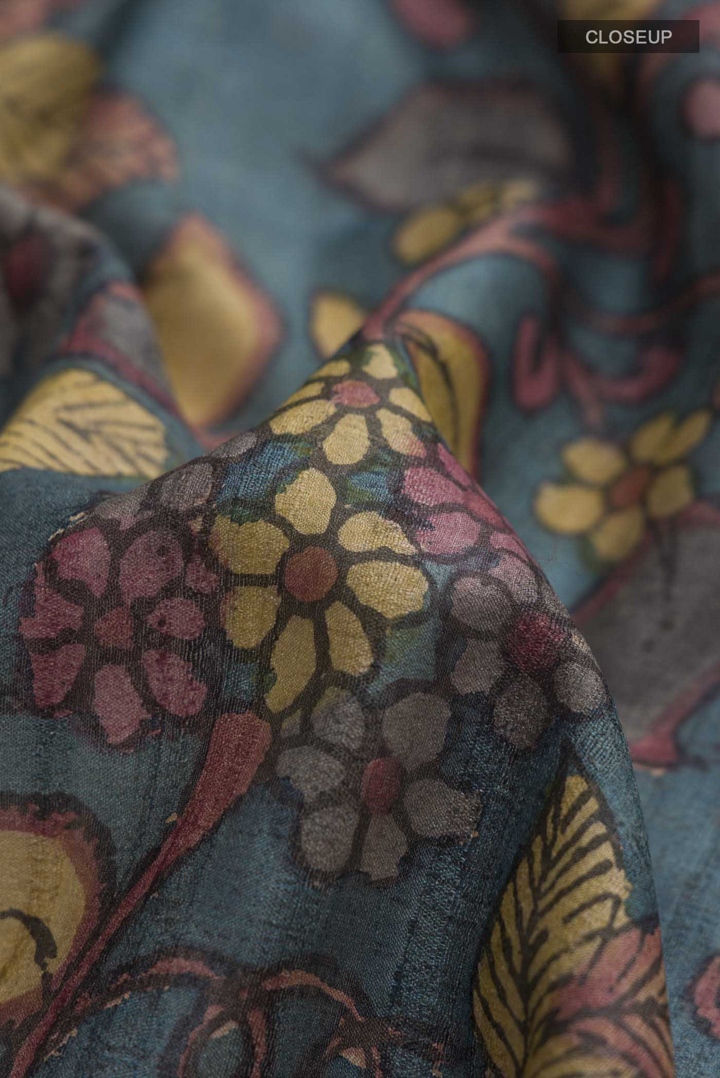 Blue Tussar Silk Saree - Image 2