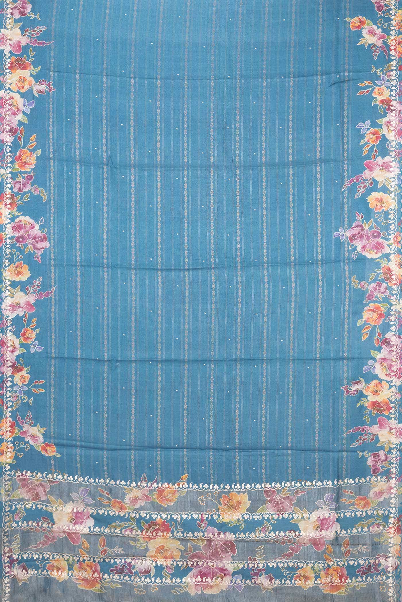 Blue Tussar Silk Saree - Image 4
