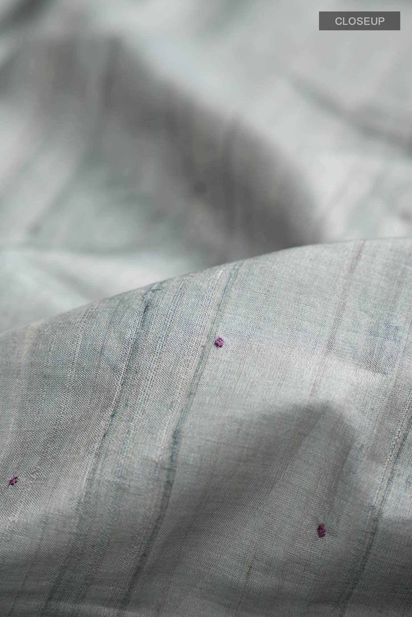 Blue Tussar Silk Saree - Image 3