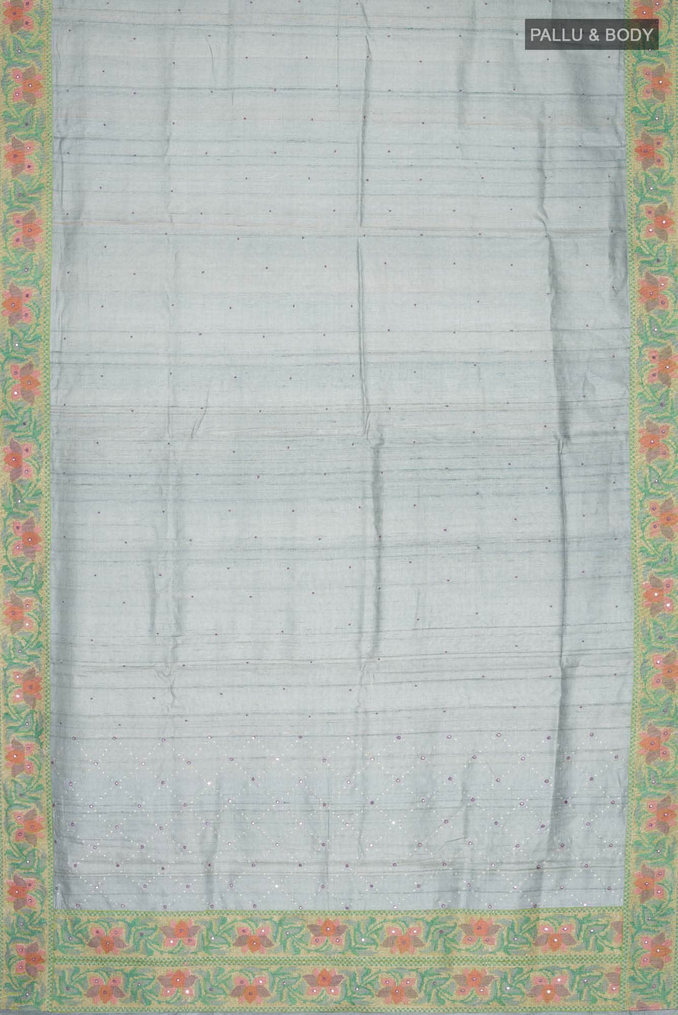 Blue Tussar Silk Saree - Image 4