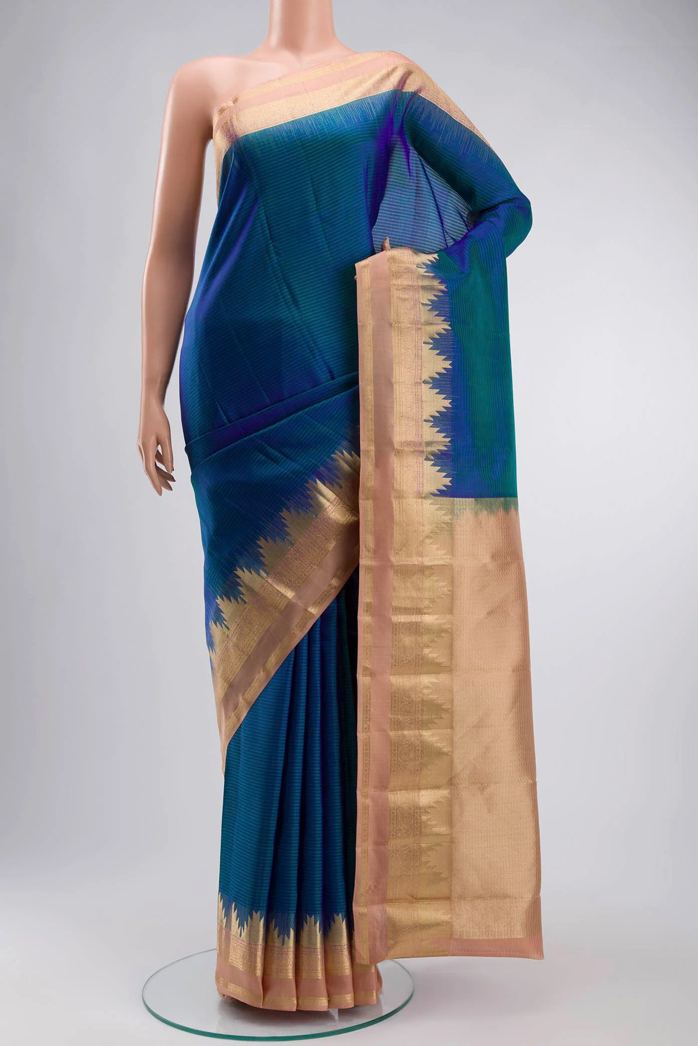 Blue with Green Color Kanchipuram Silk Saree