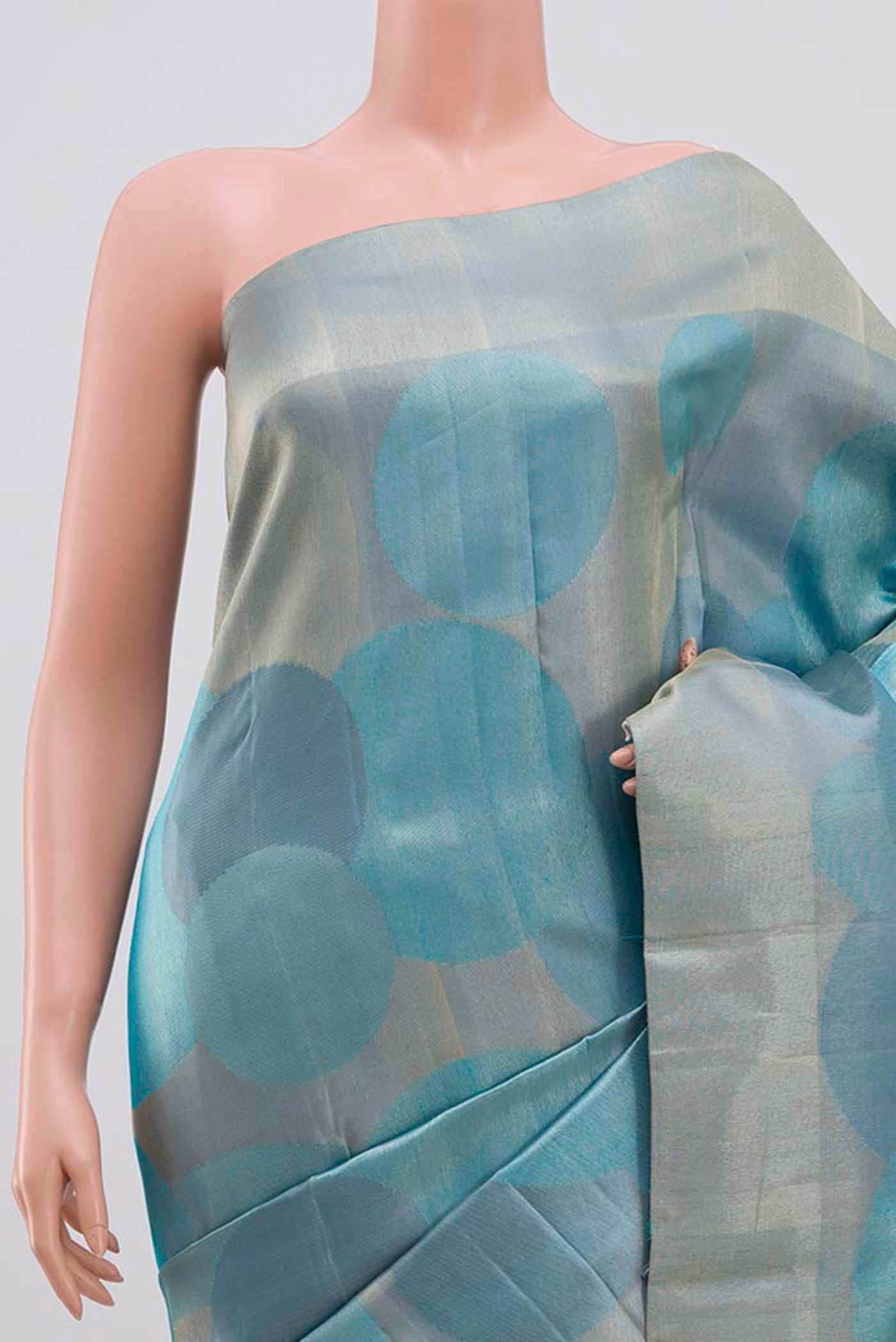 Sky Blue Kanjivaram Silk Saree - Image 2