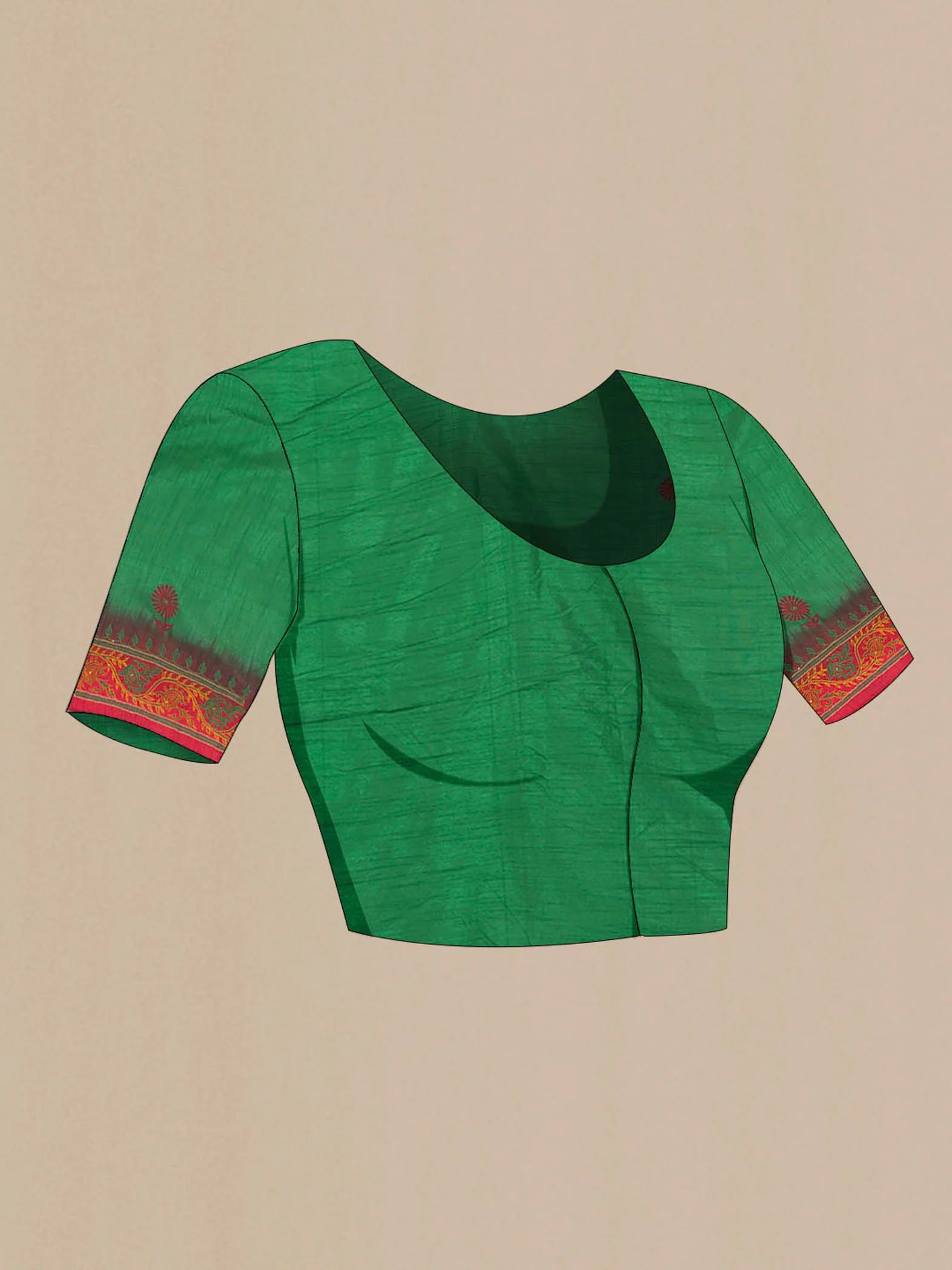 Green Blended Raw Silk Saree - Image 4