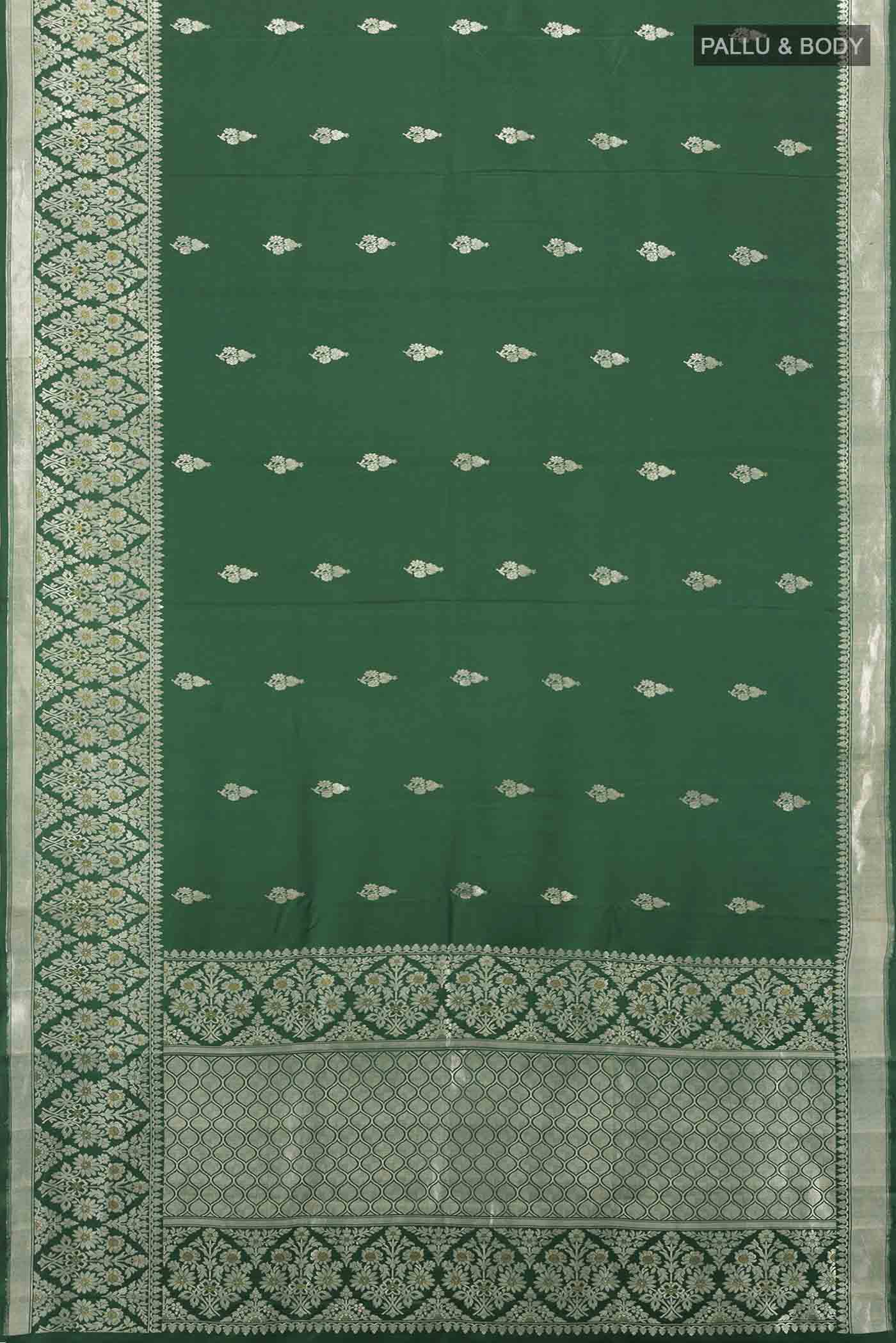 Bottle Green Banarasi Silk Saree - Image 5