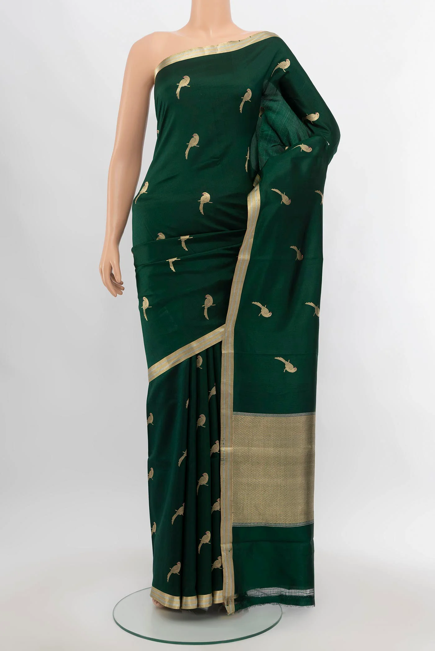 Bottle Green Banarasi Silk Saree