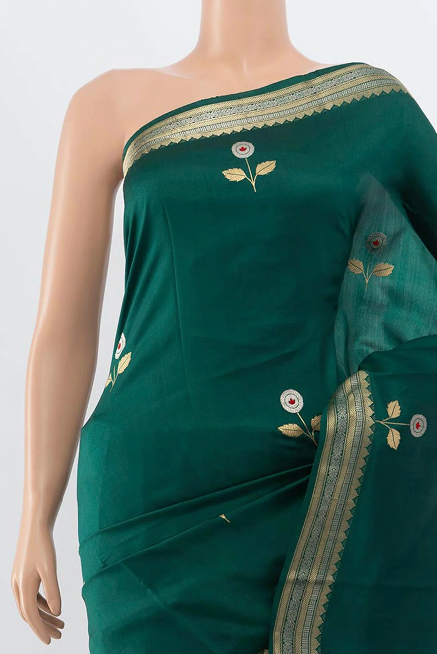 Teal Banarasi Silk Saree - Image 2