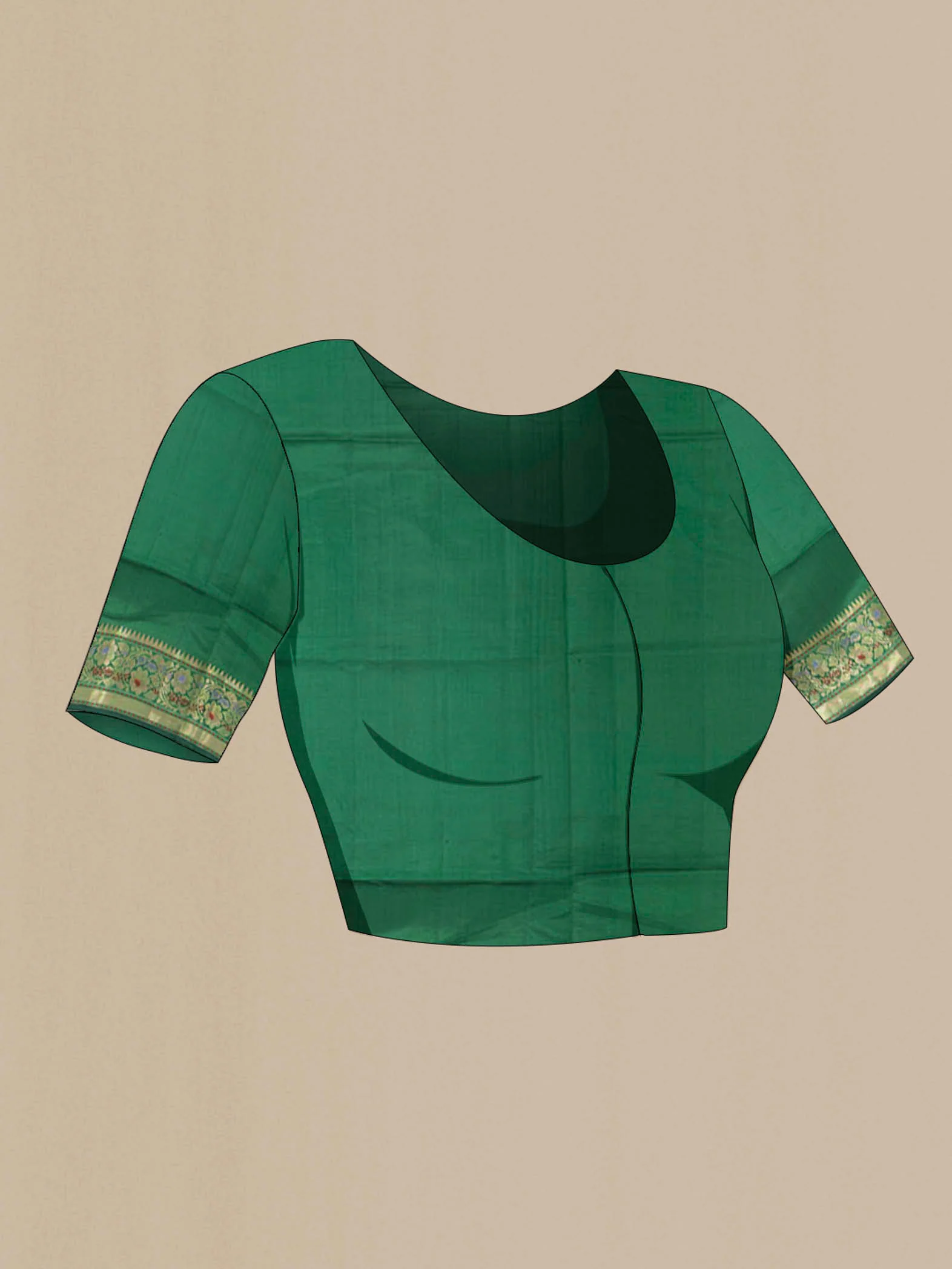 Bottle Green Banarasi Raw Silk Saree - Image 4