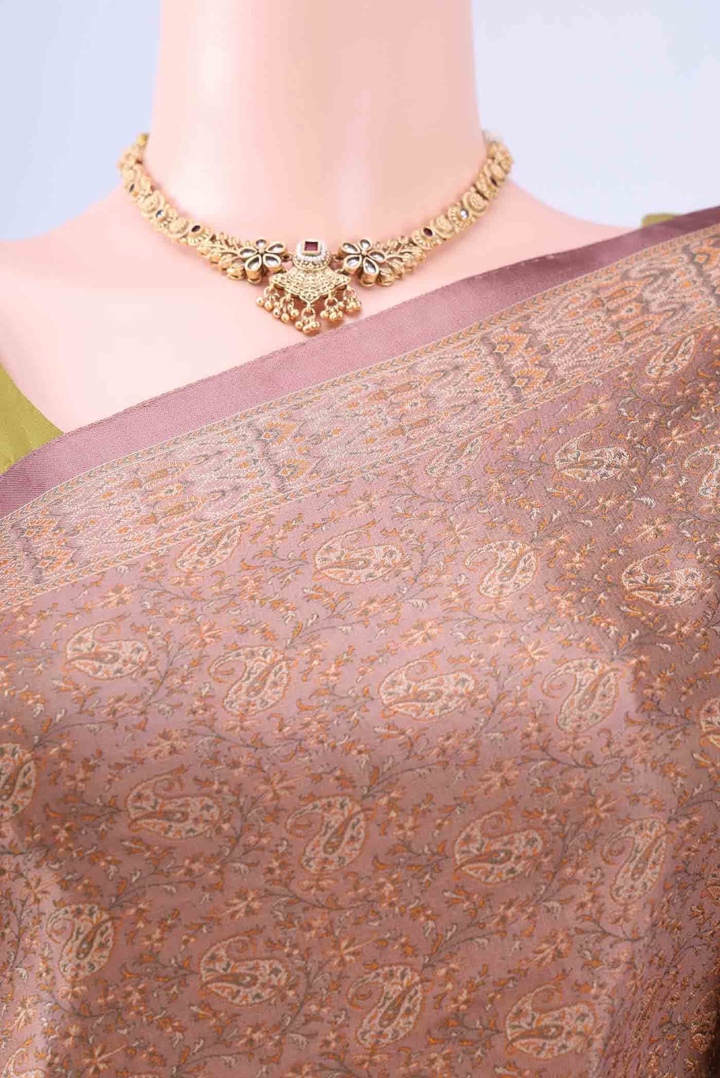 Bottle Green Banarasi Tanchoi Silk Saree - Image 2