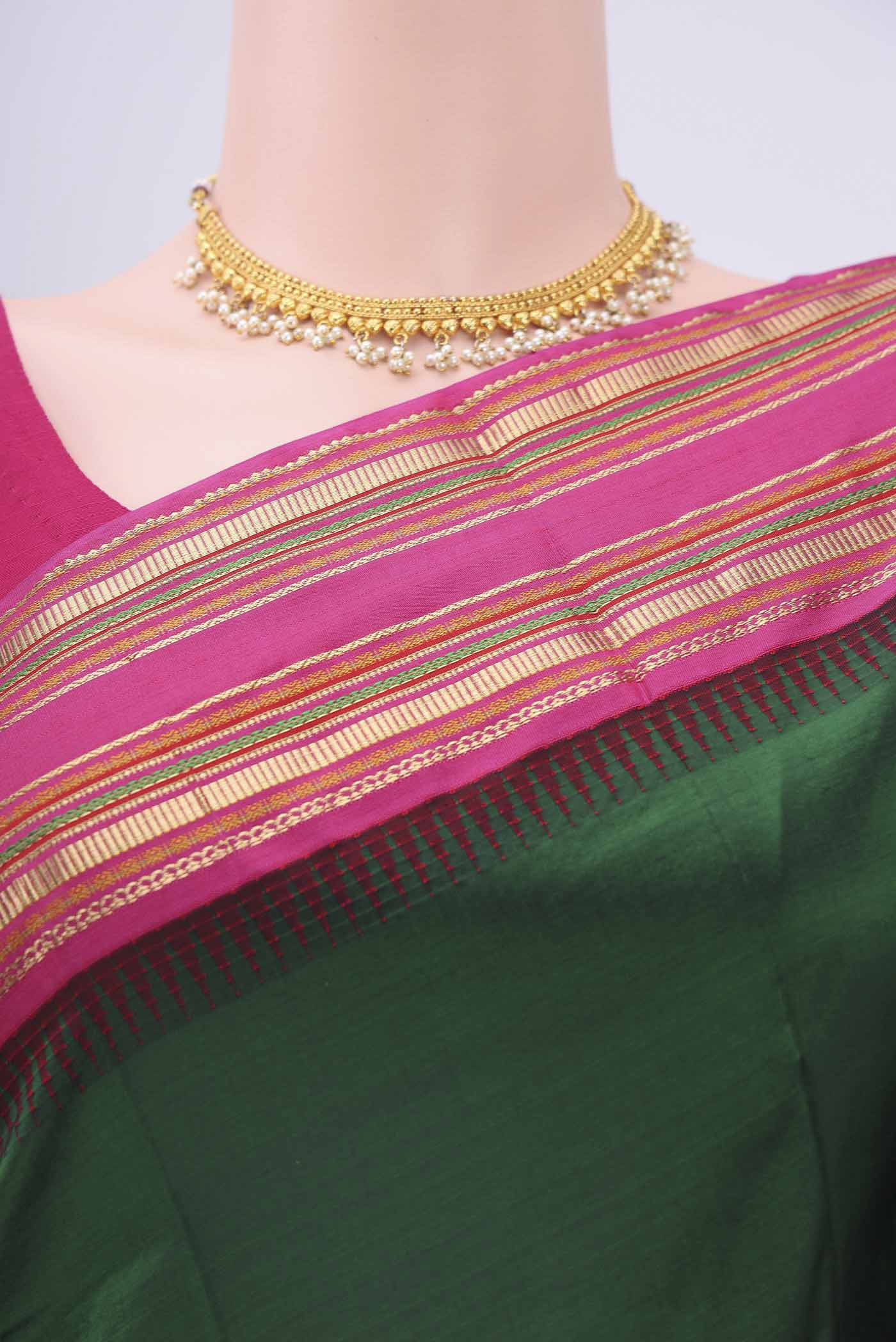 Bottle Green Bangalore Silk - kadyal Saree - Image 2