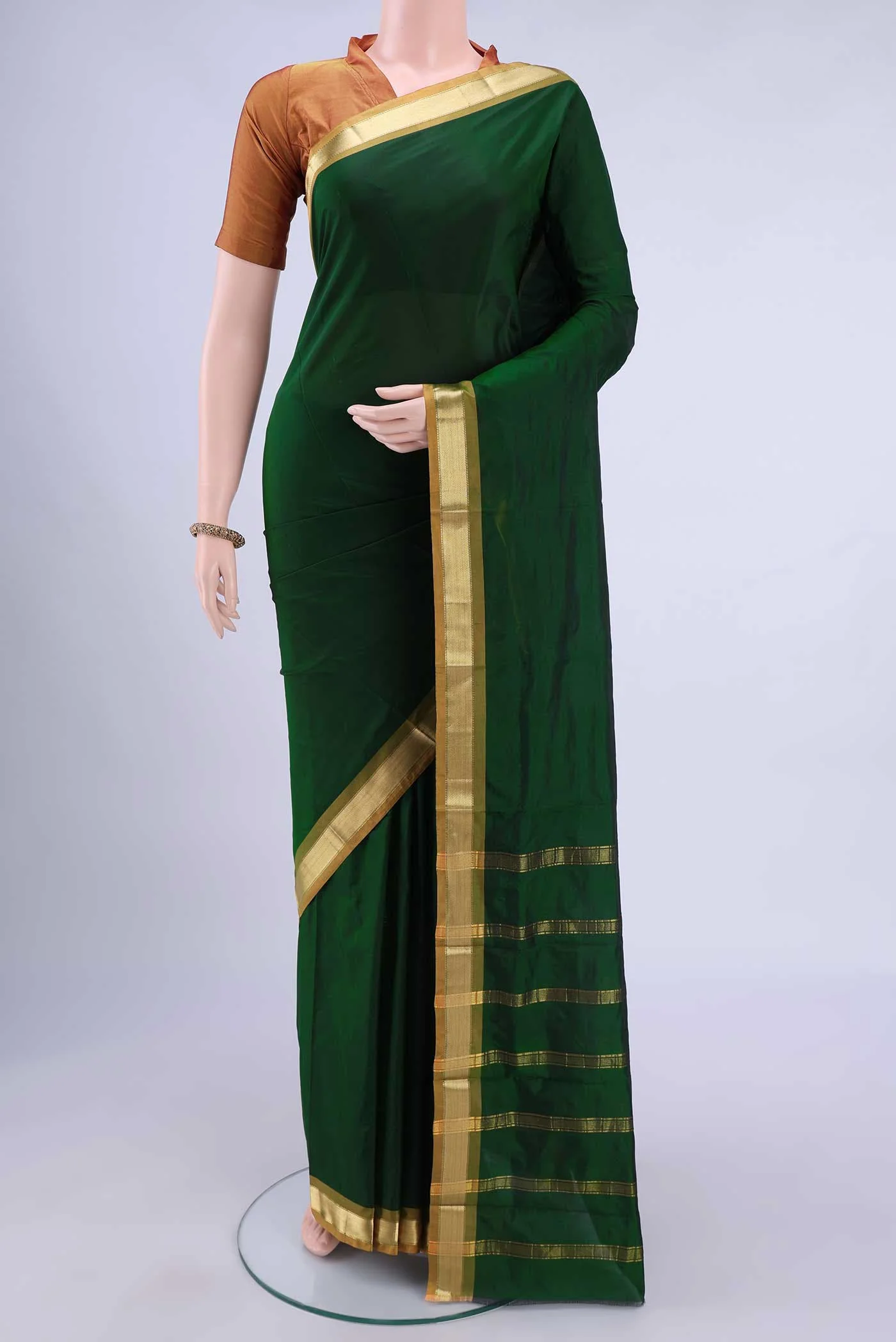 Bottle Green Bangalore Silk Saree