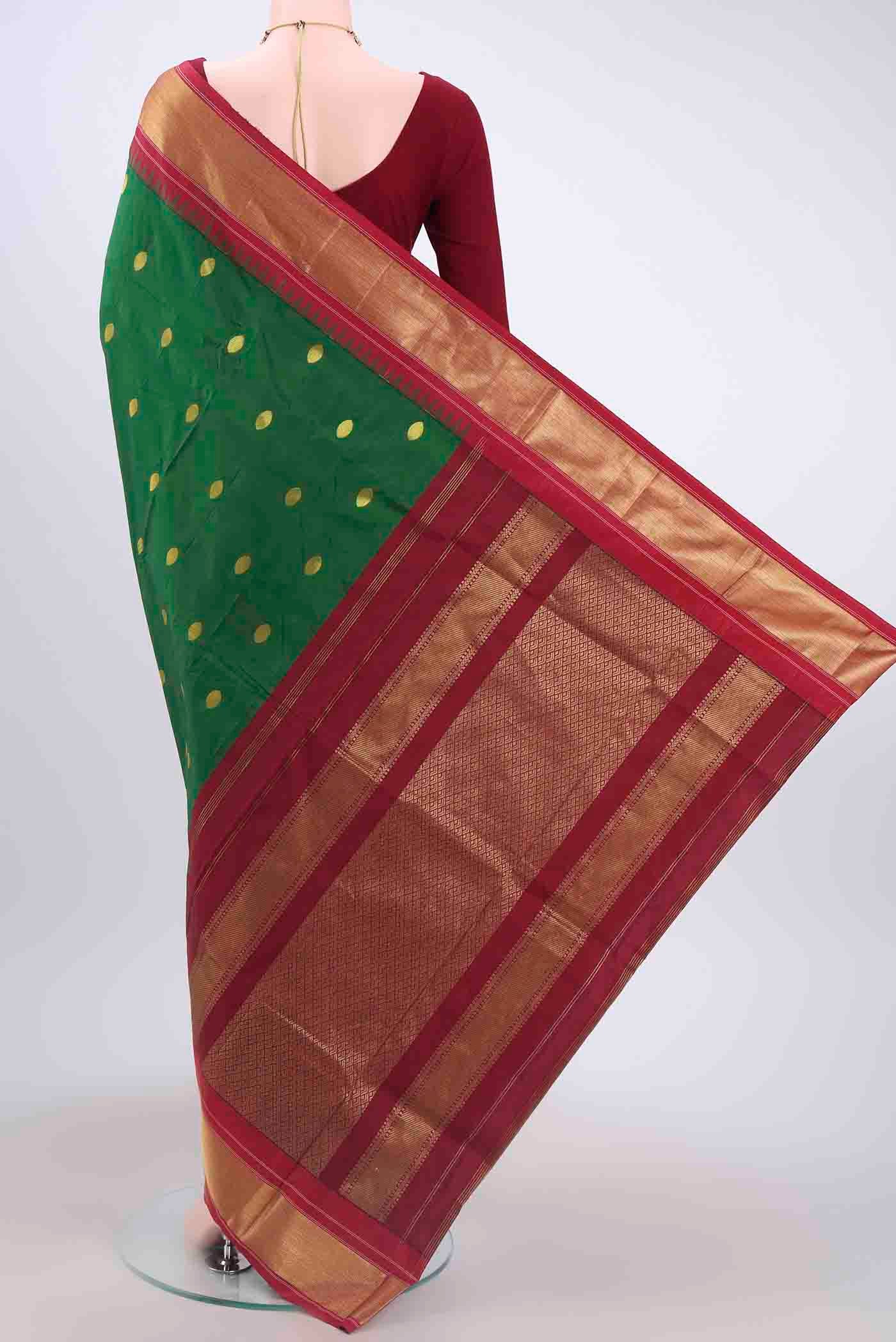 Bottle Green Blended Bangalore Silk Saree - Image 3