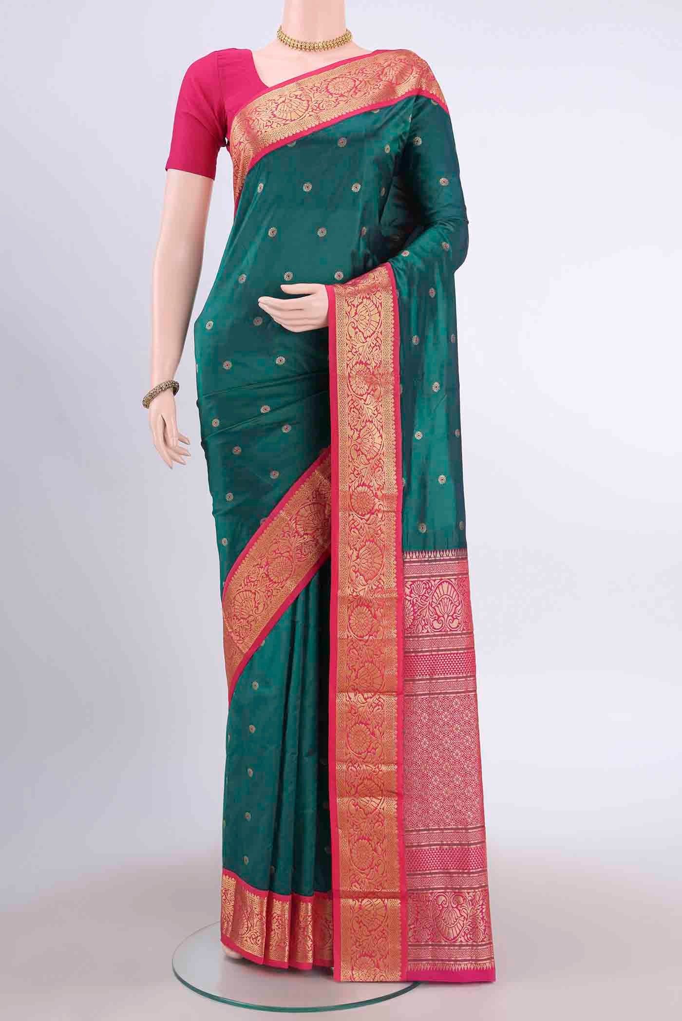 Bottle Green Blended Bangalore Silk Saree
