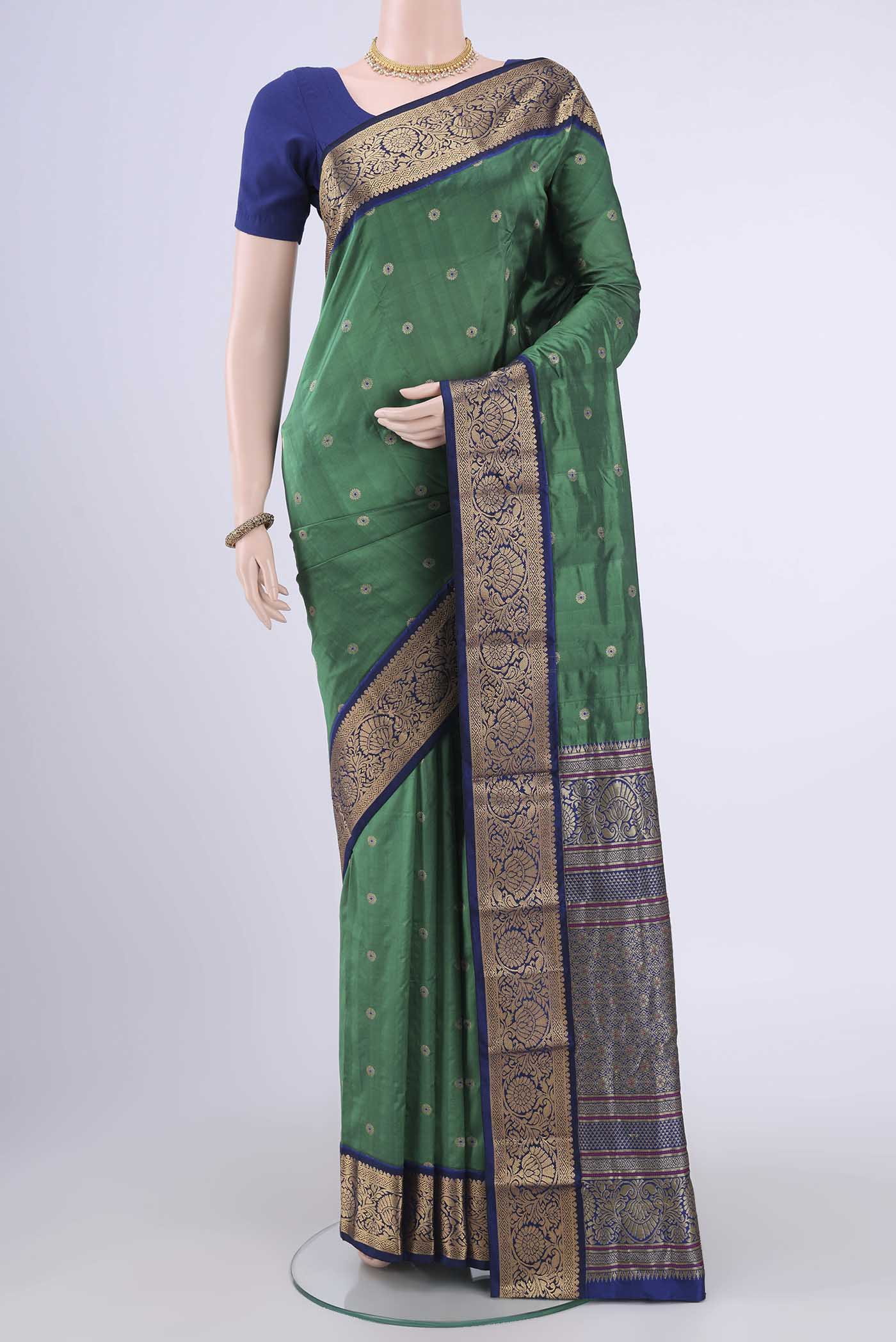 Bottle Green Blended Bangalore Silk Saree