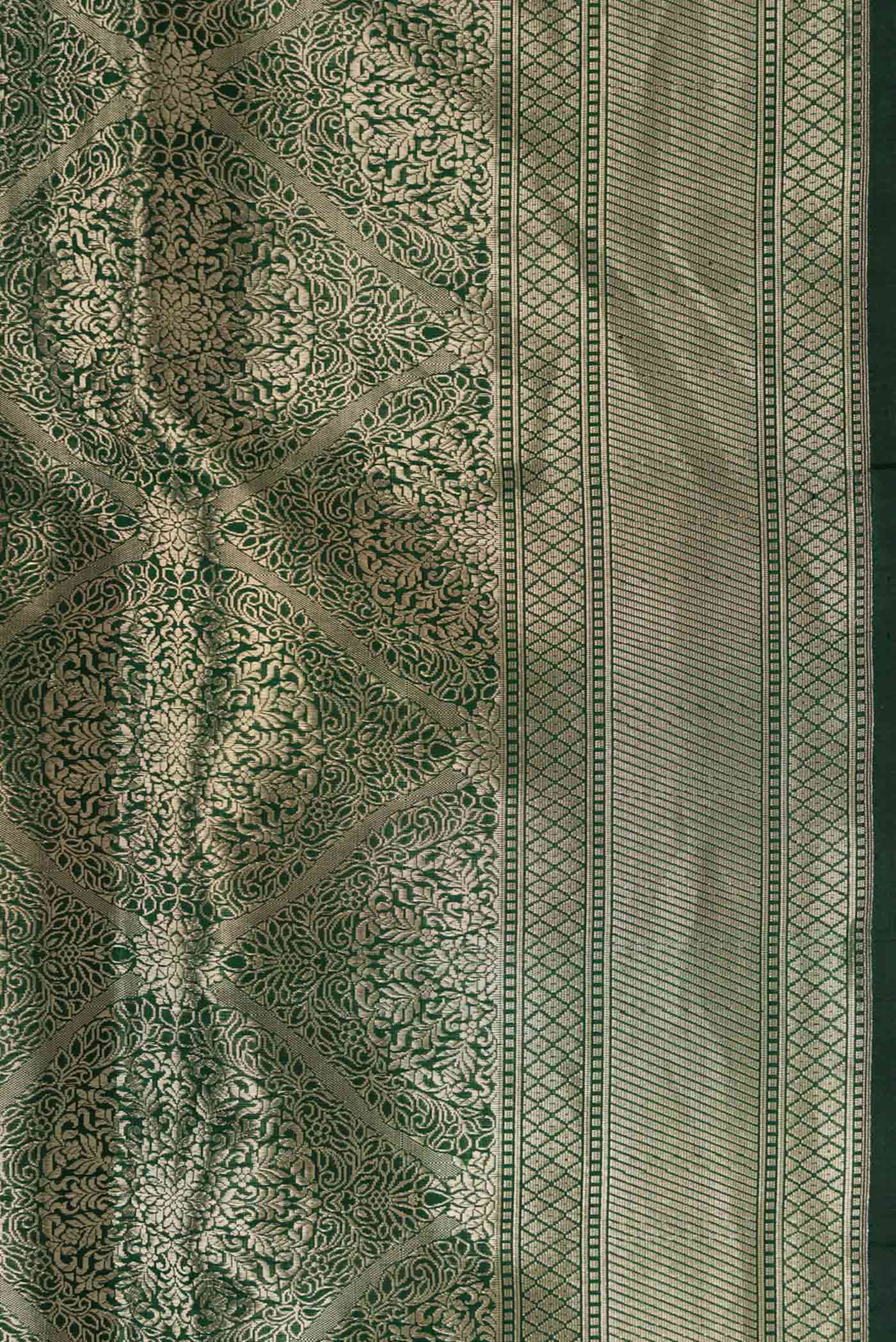 Bottle Green Banarasi Silk Saree - Image 3