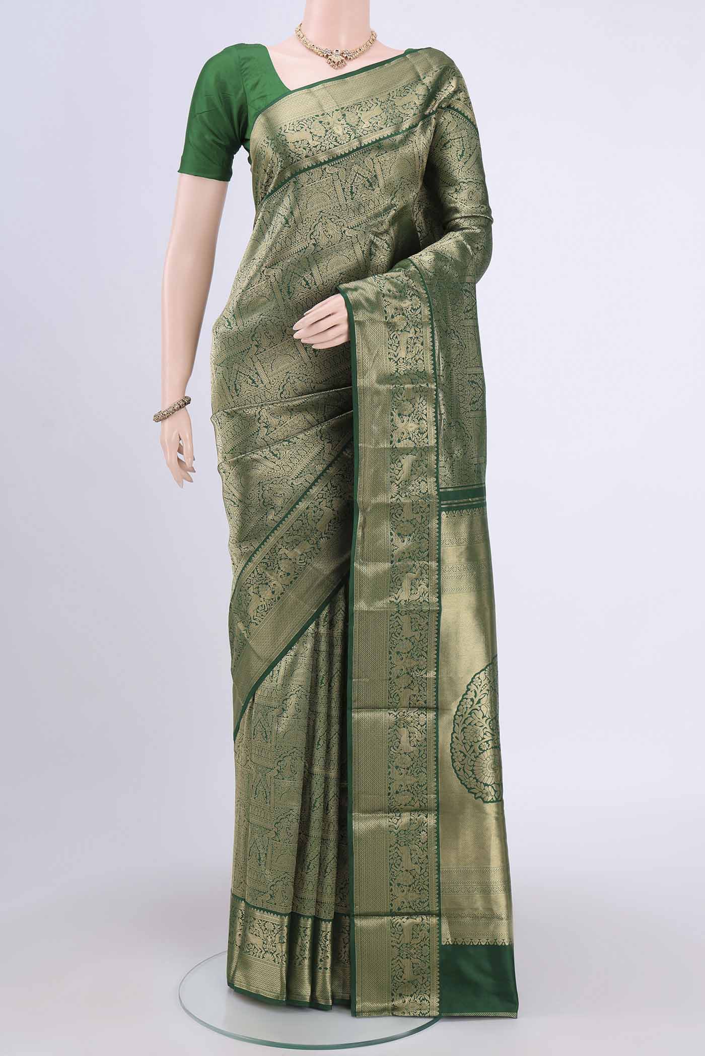 Bottle Green Bangalore Silk Saree