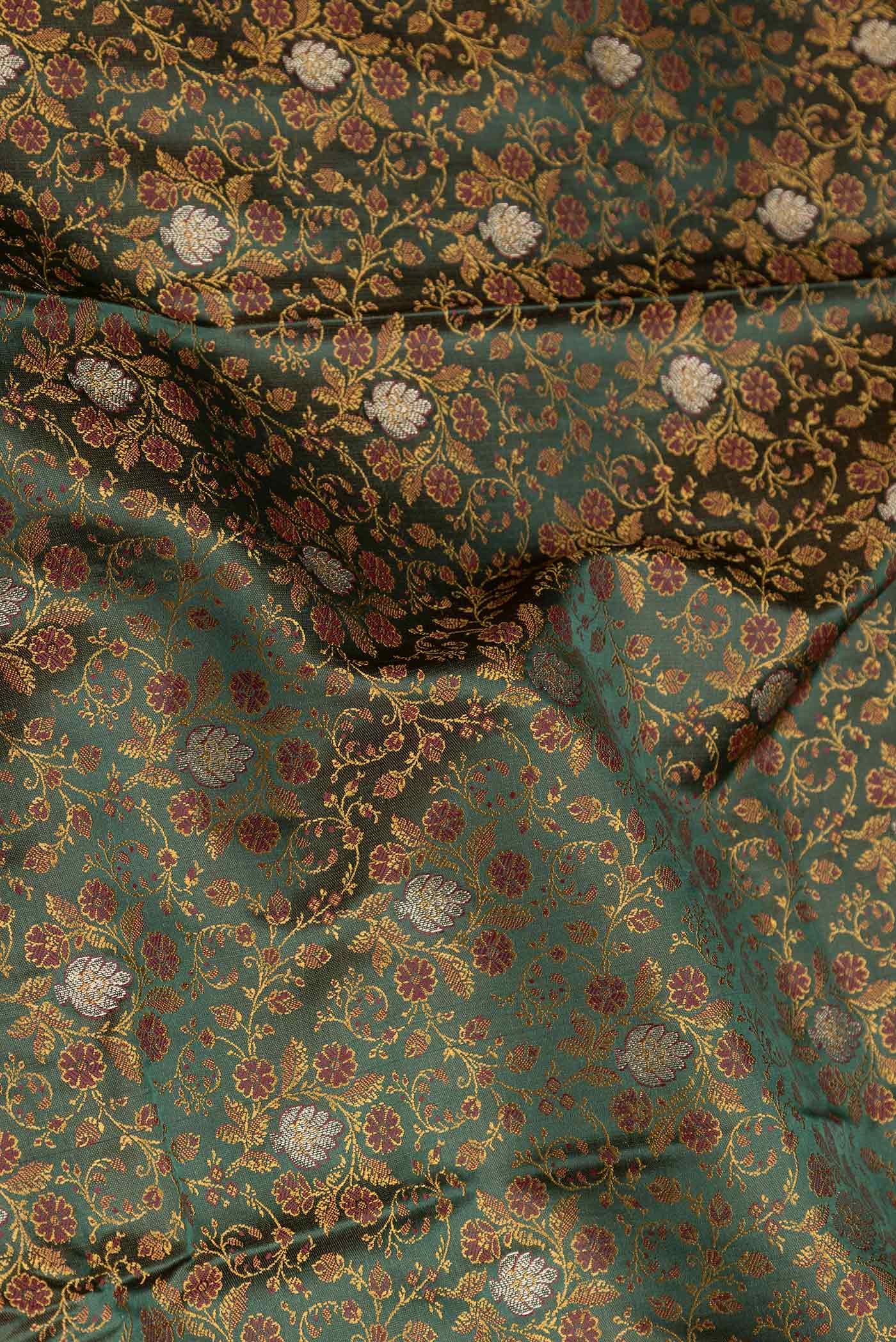 Bottle Green Dual Tone Blended Banarasi Silk Saree - Image 2