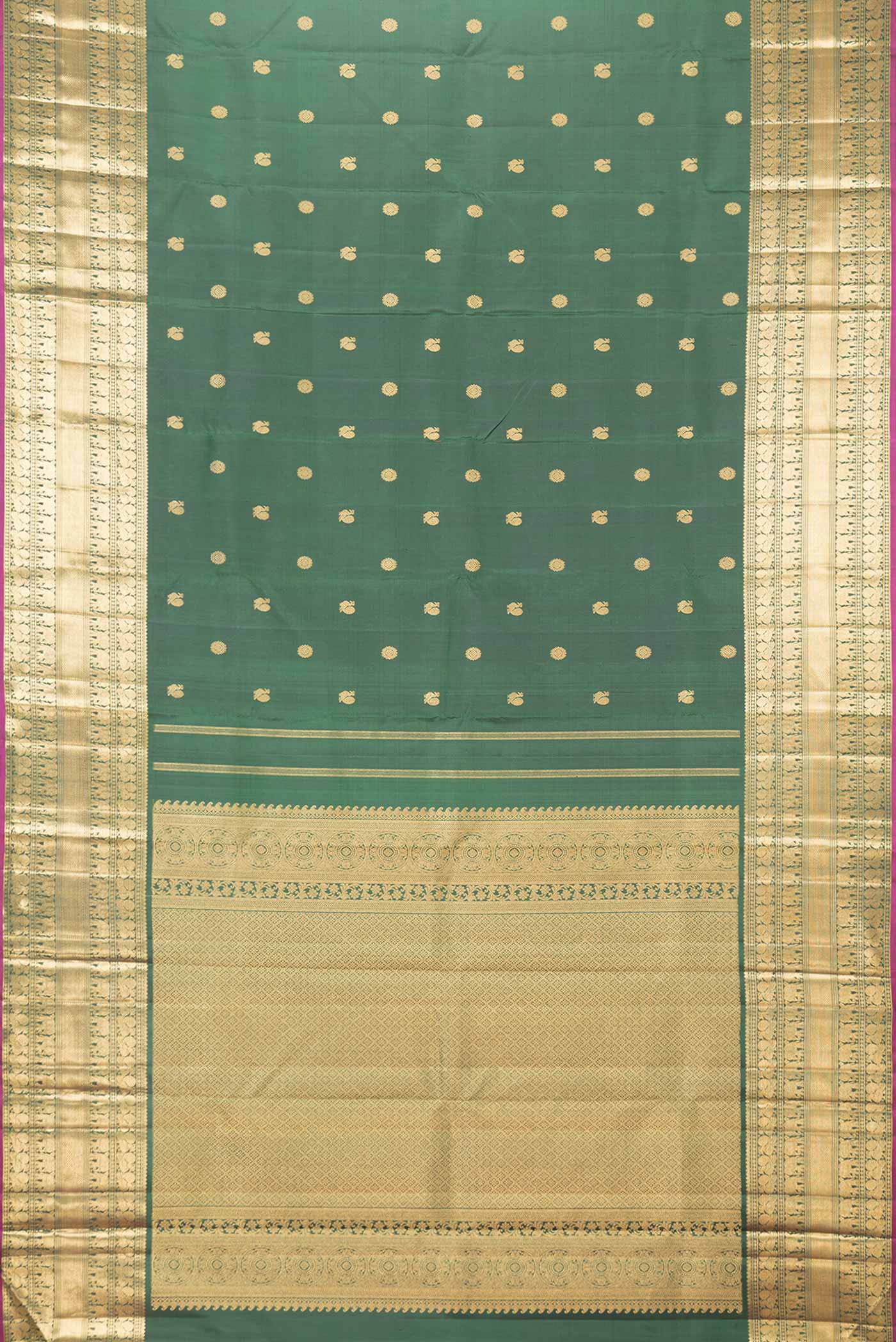 Bottle Green Dual Tone Kanjivaram Saree - Image 6