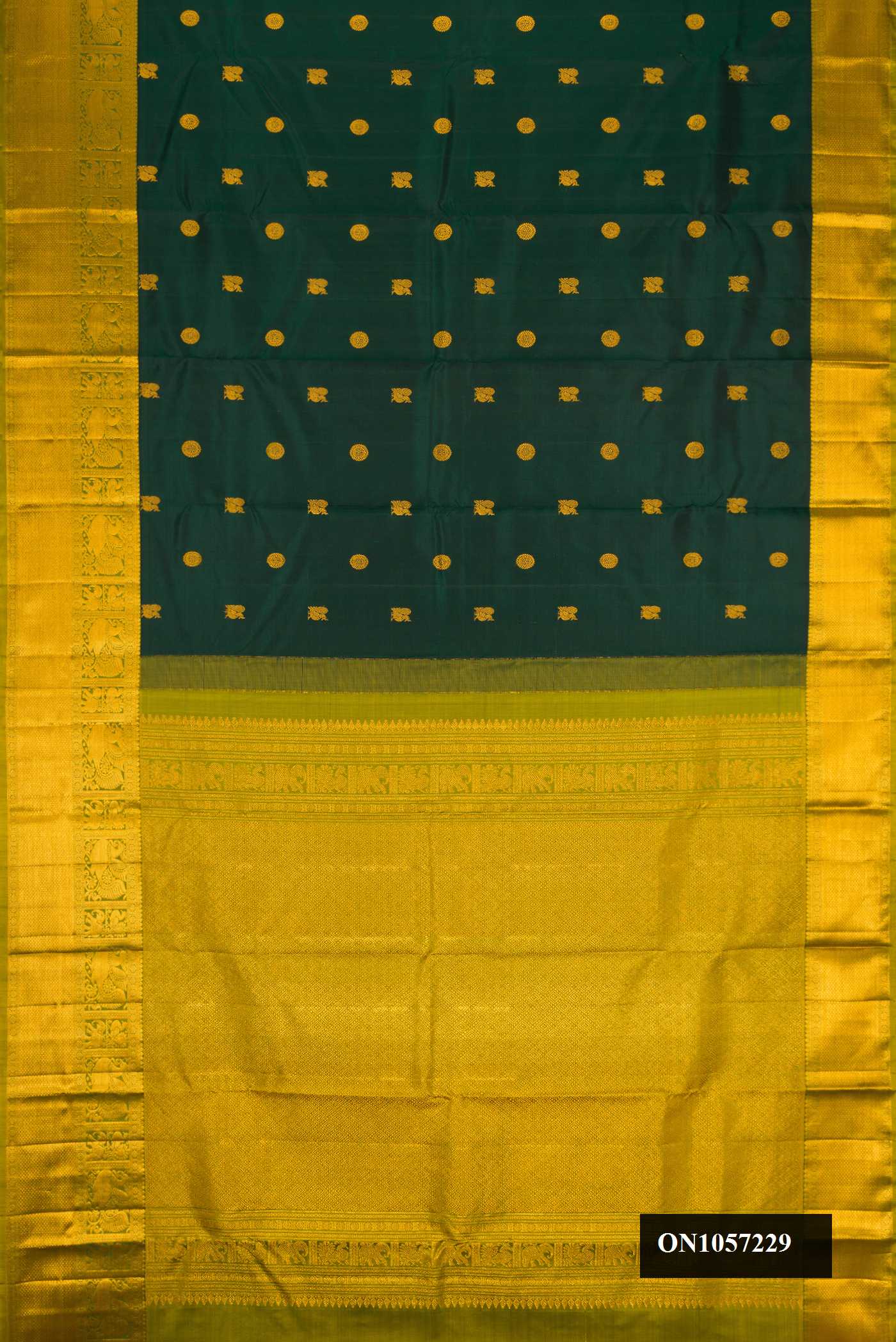 Bottle Green Dual Tone Kanchipuram Silk Saree