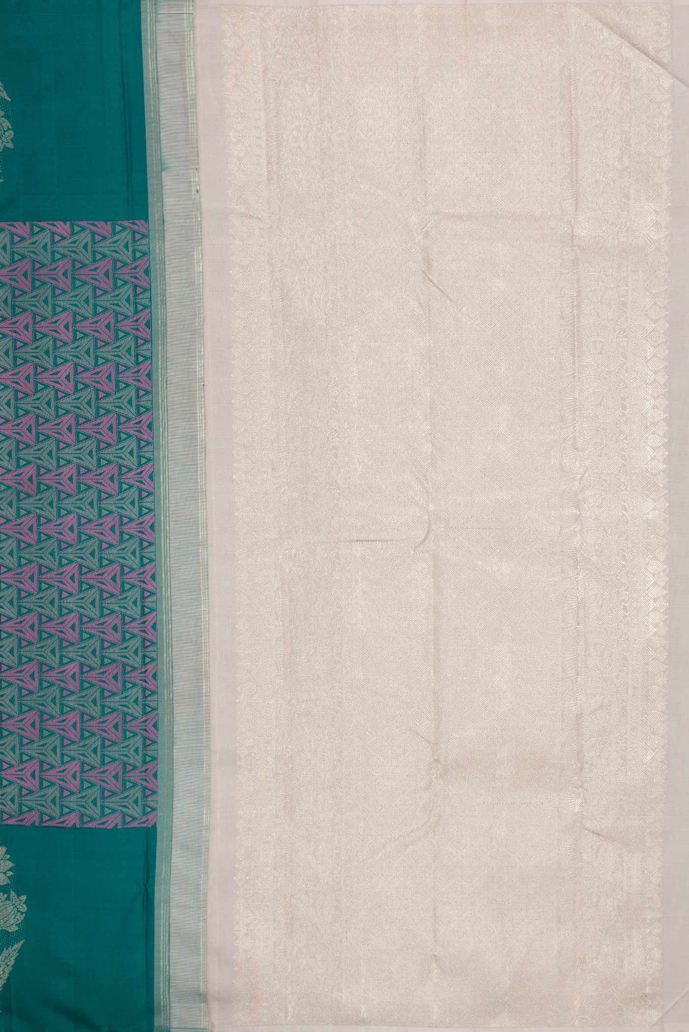 Bottle Green Dual Tone Kanchipuram Silk Saree - Image 7