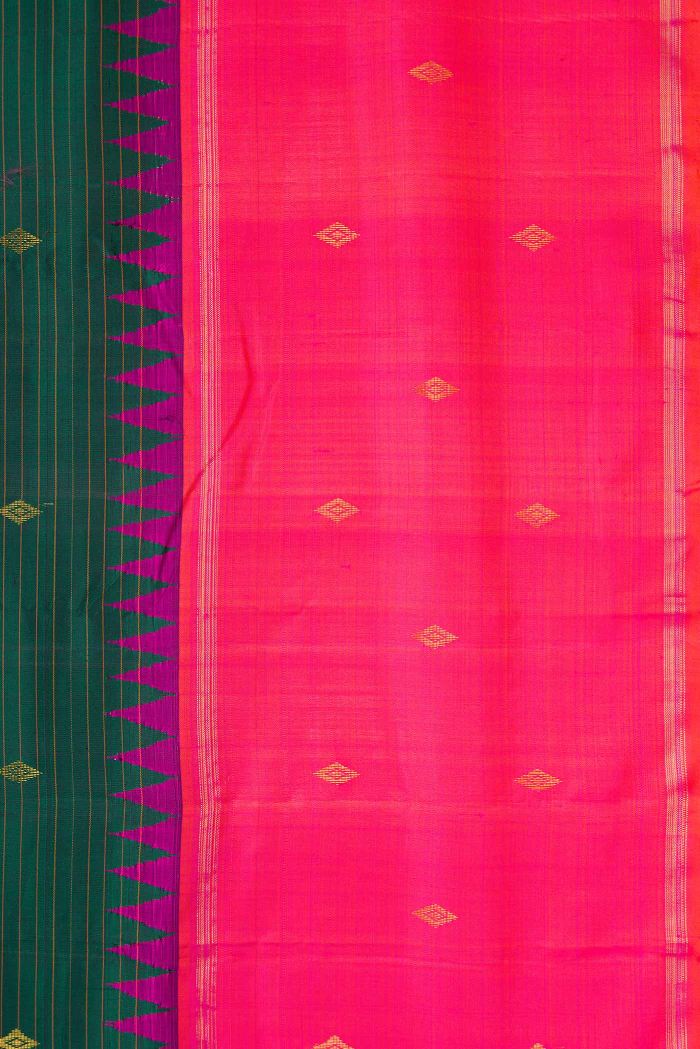 Bottle Green Dual Tone Kanchipuram Silk Saree - Image 3