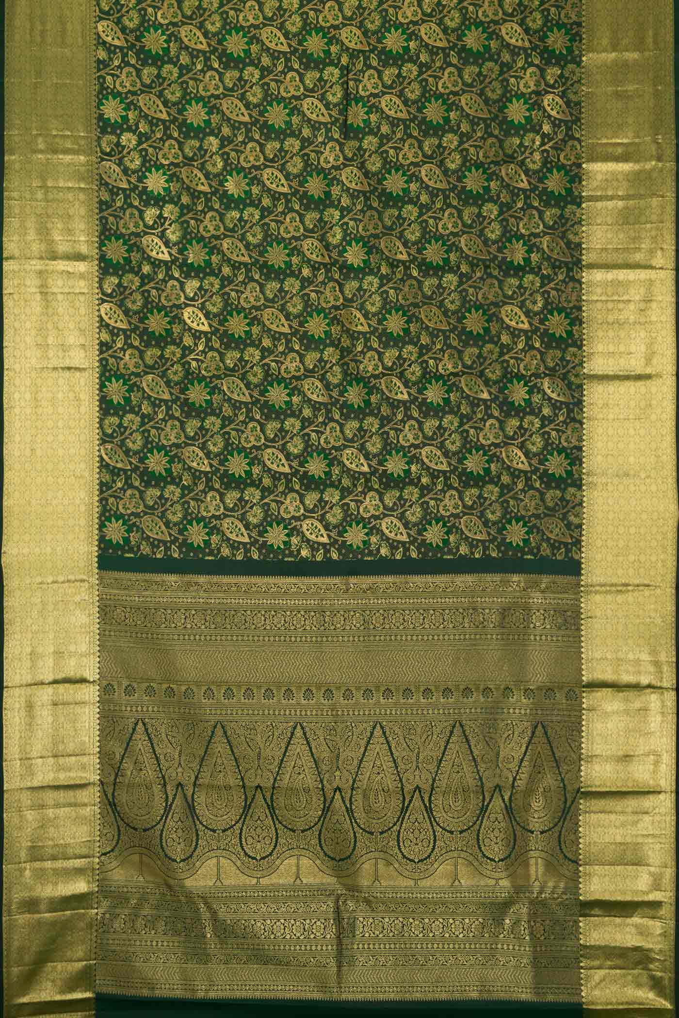Bottle Green Kanchipuram Silk Saree - Image 6