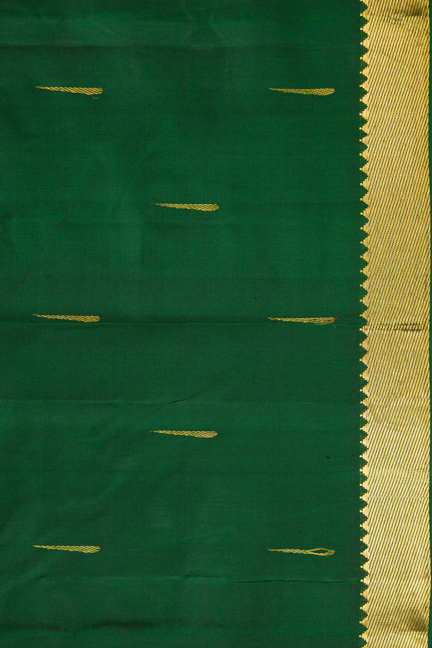 Bottle Green Dual Tone Kanchipuram Silk Saree - Image 3
