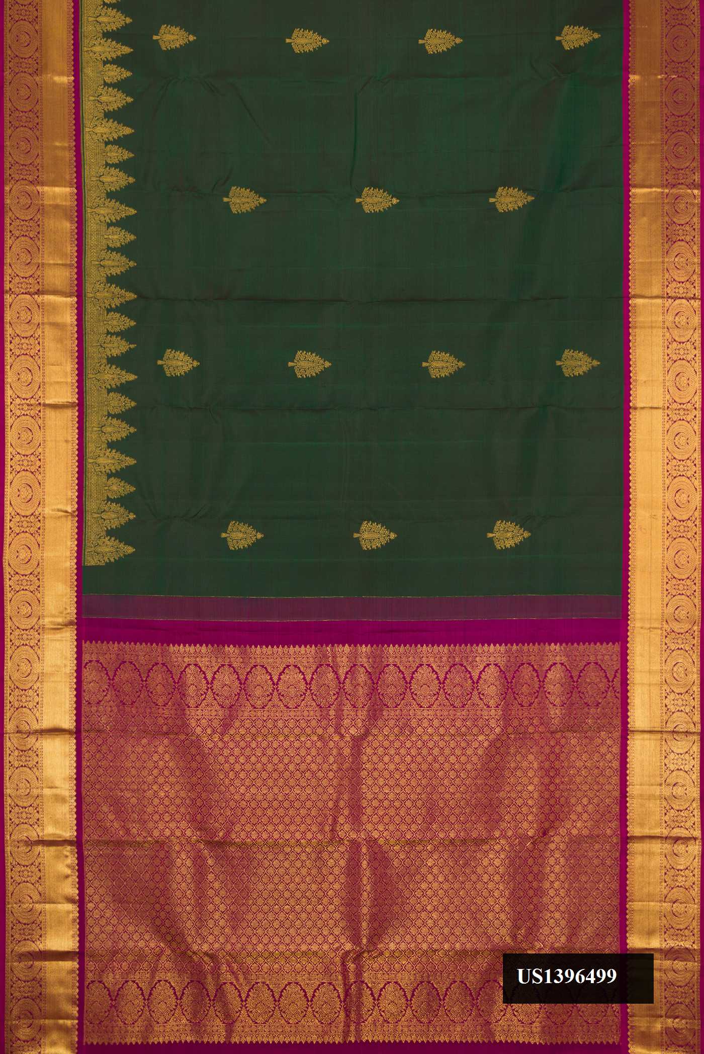 Bottle Green Dual Tone Kanchipuram Silk Saree