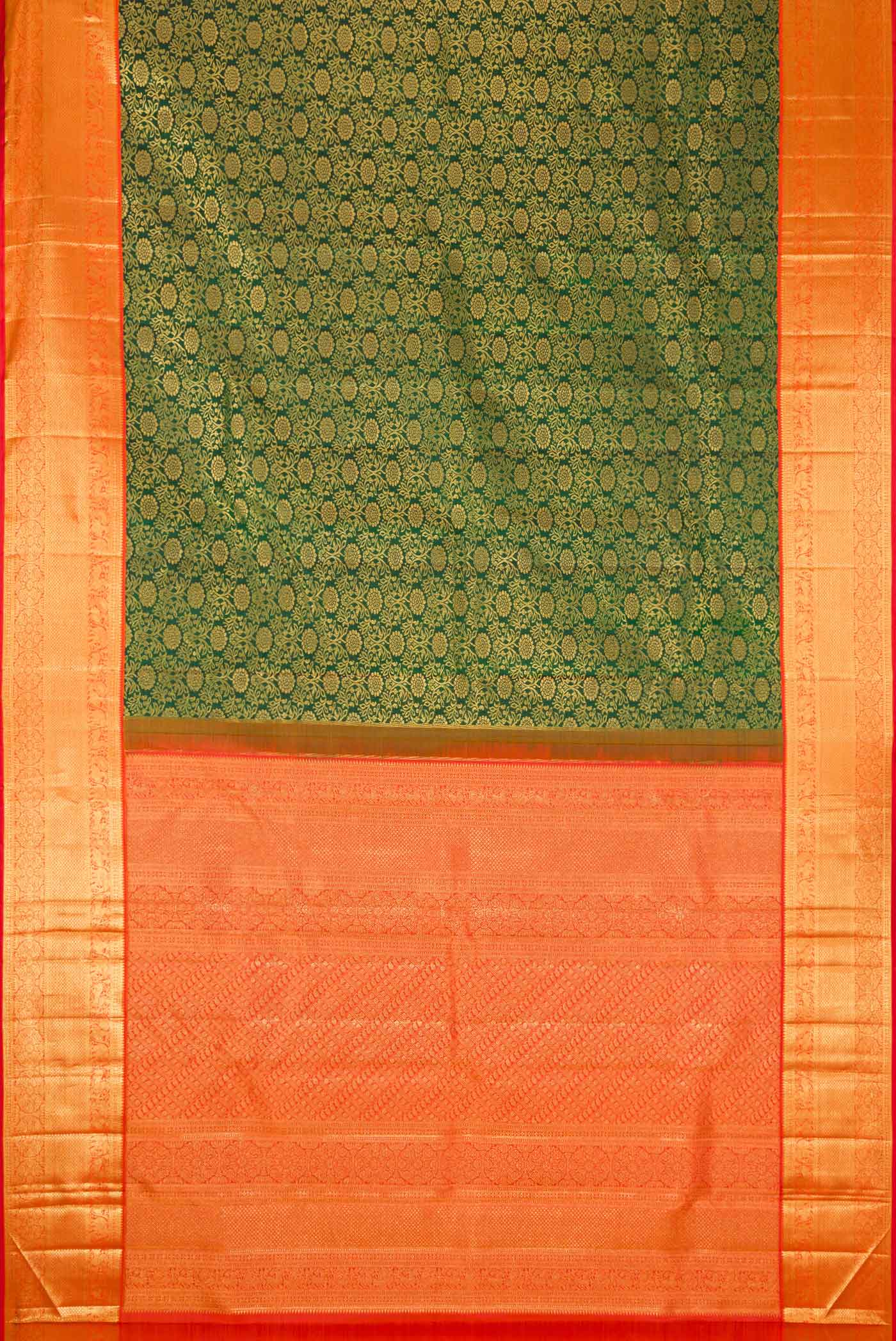 Bottle Green Kanchipuram Silk Saree - Image 6