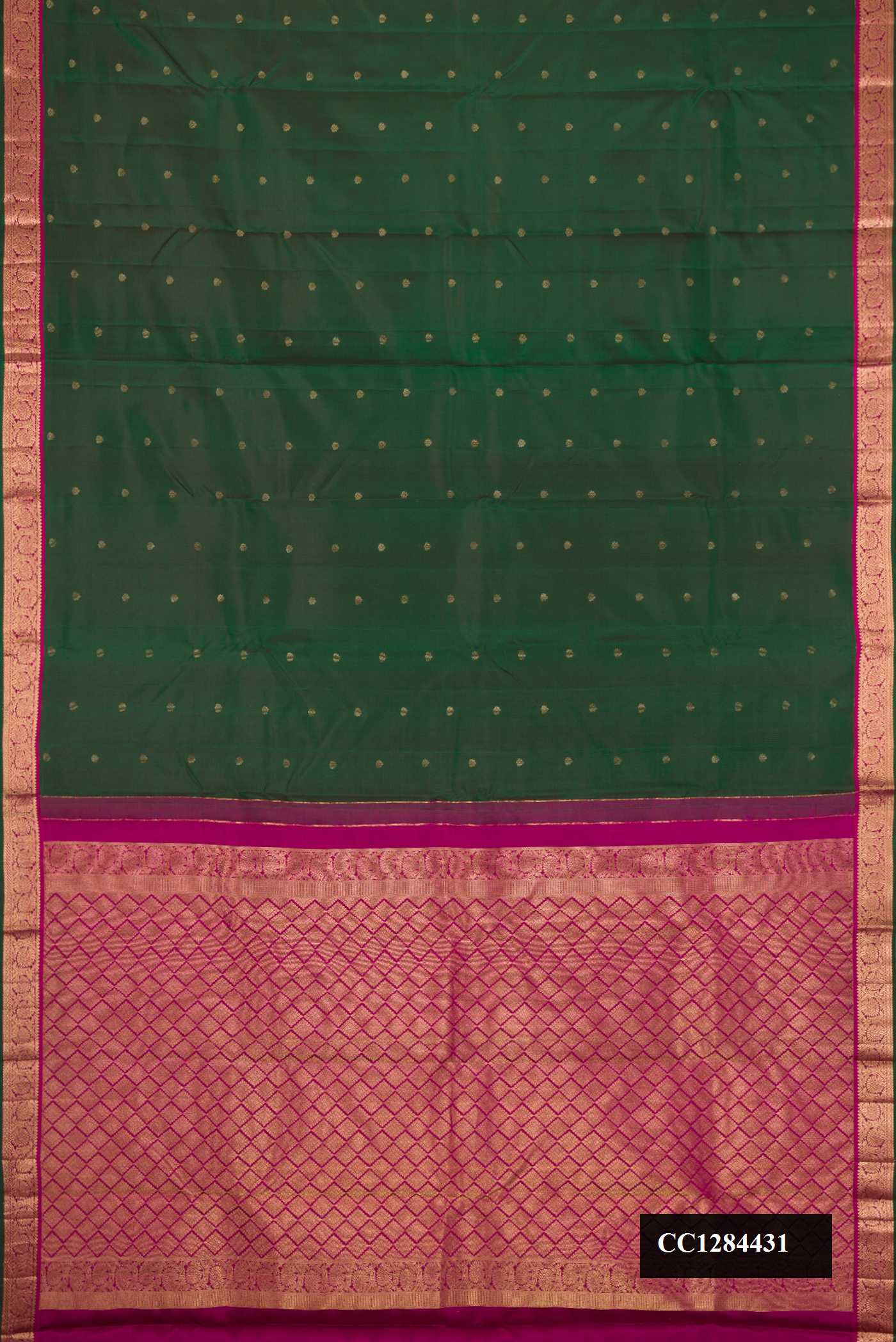 Bottle Green Dual Tone Kanchipuram Silk Saree