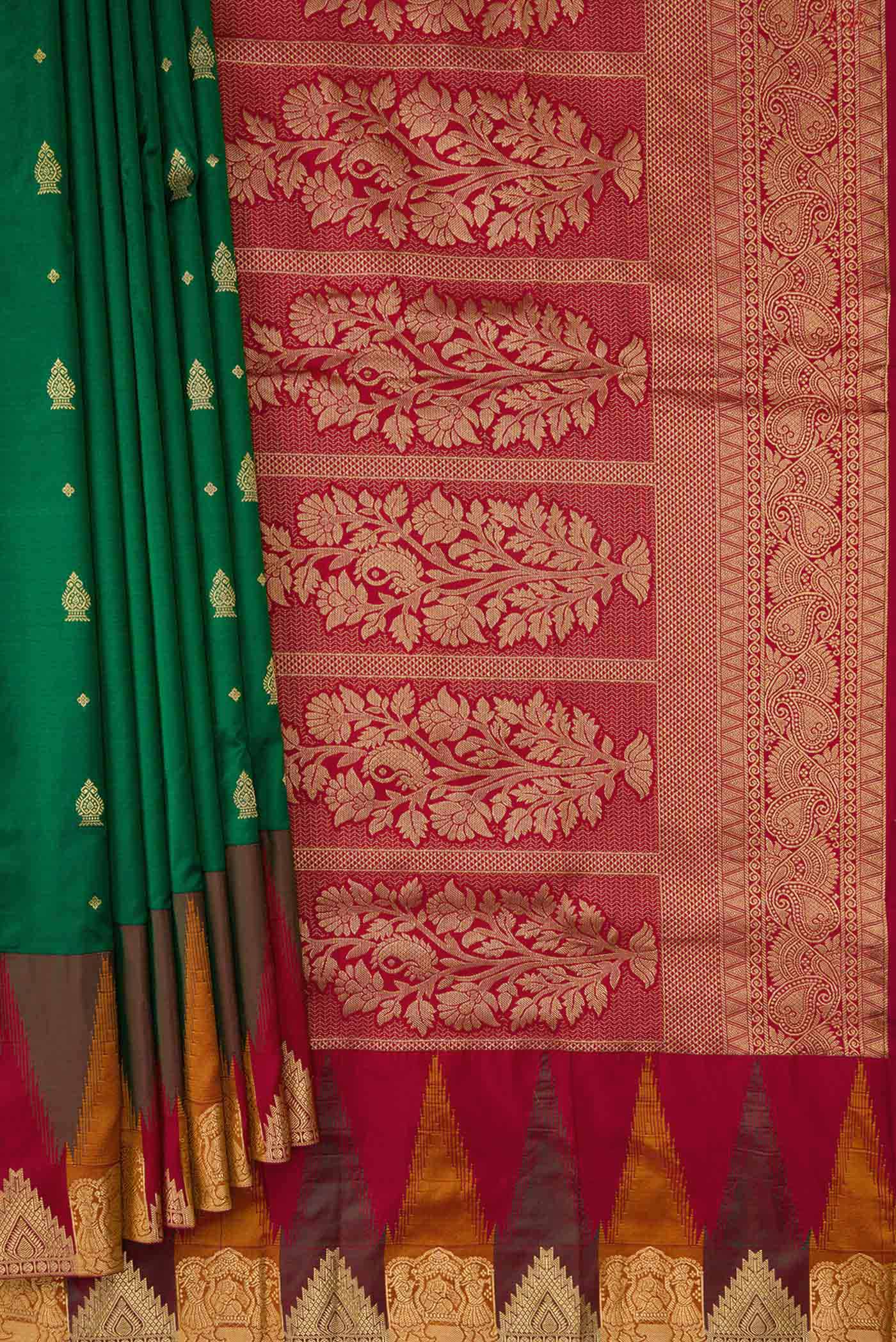 Bottle Green Bangalore Silk Saree - Image 4