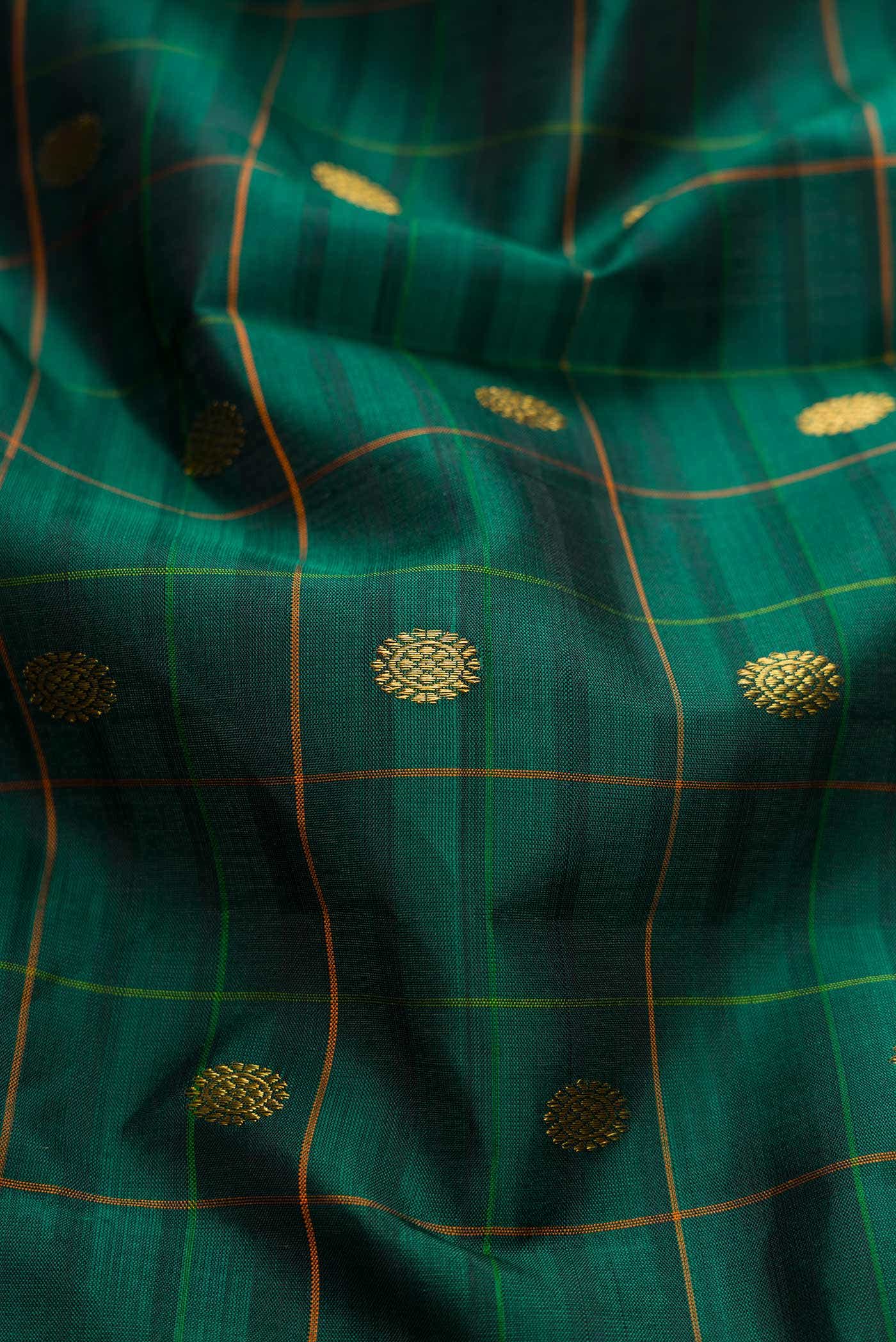 Bottle Green Dual Tone Kanchipuram Silk Saree - Image 3