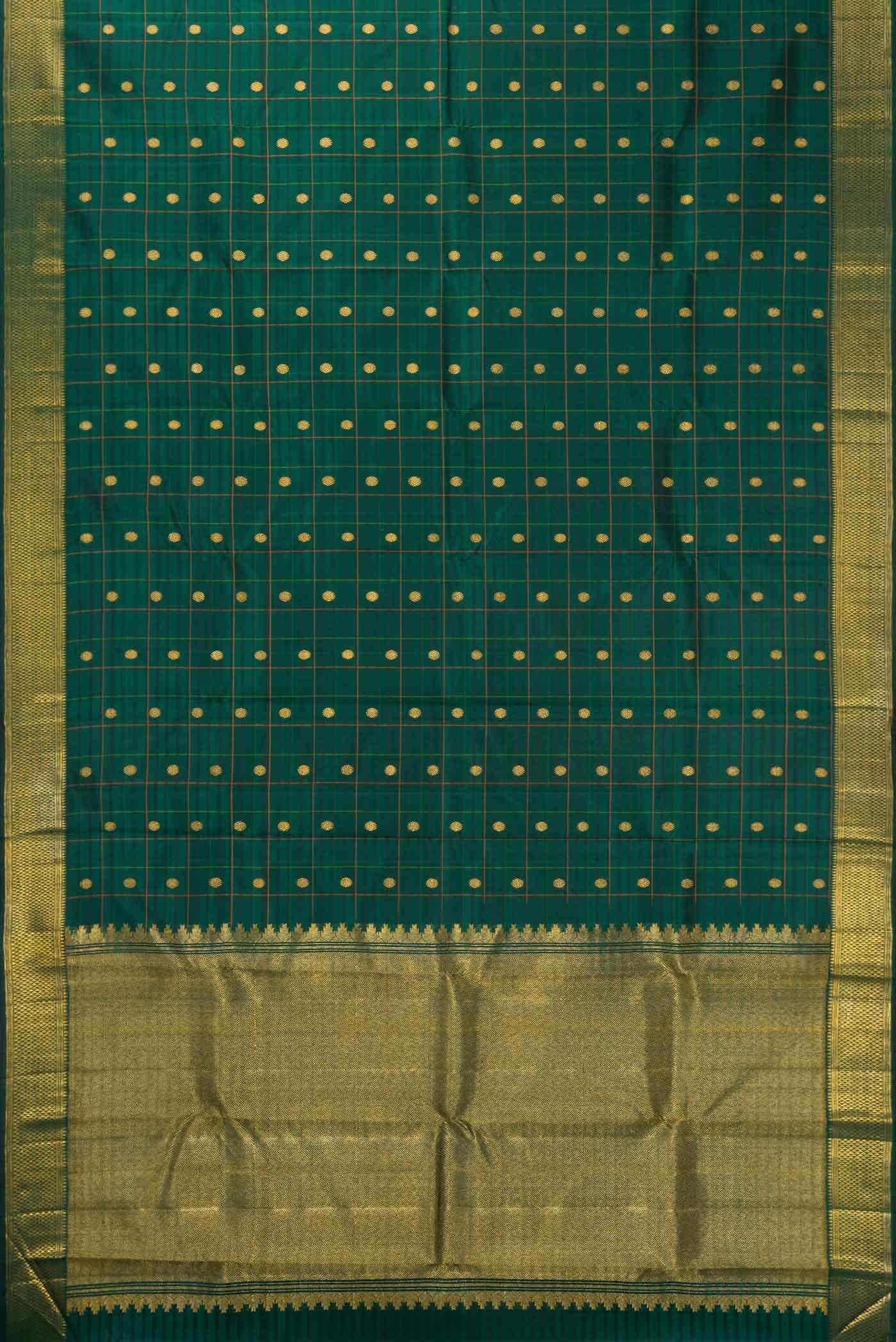 Bottle Green Dual Tone Kanchipuram Silk Saree - Image 4