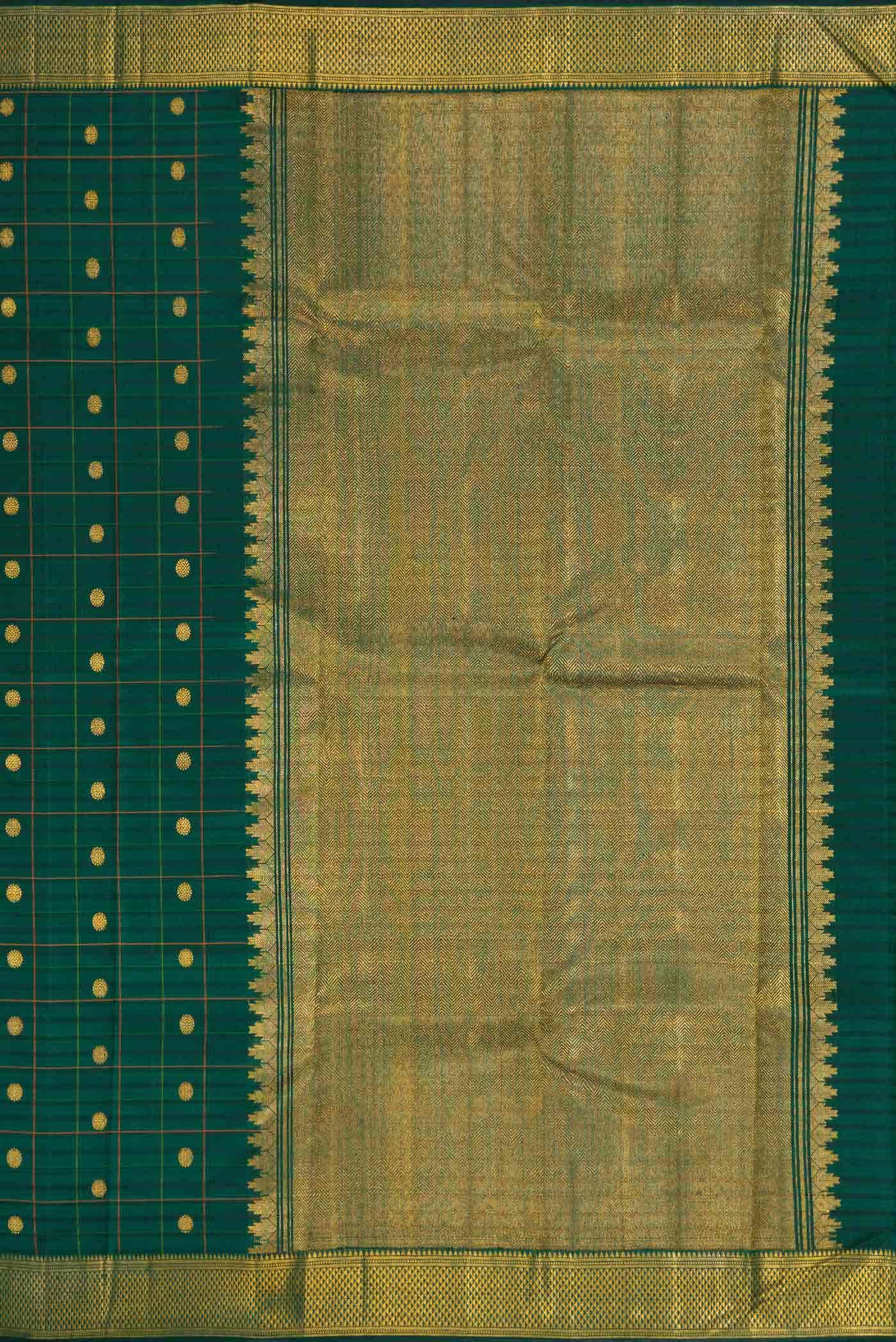 Bottle Green Dual Tone Kanchipuram Silk Saree - Image 5